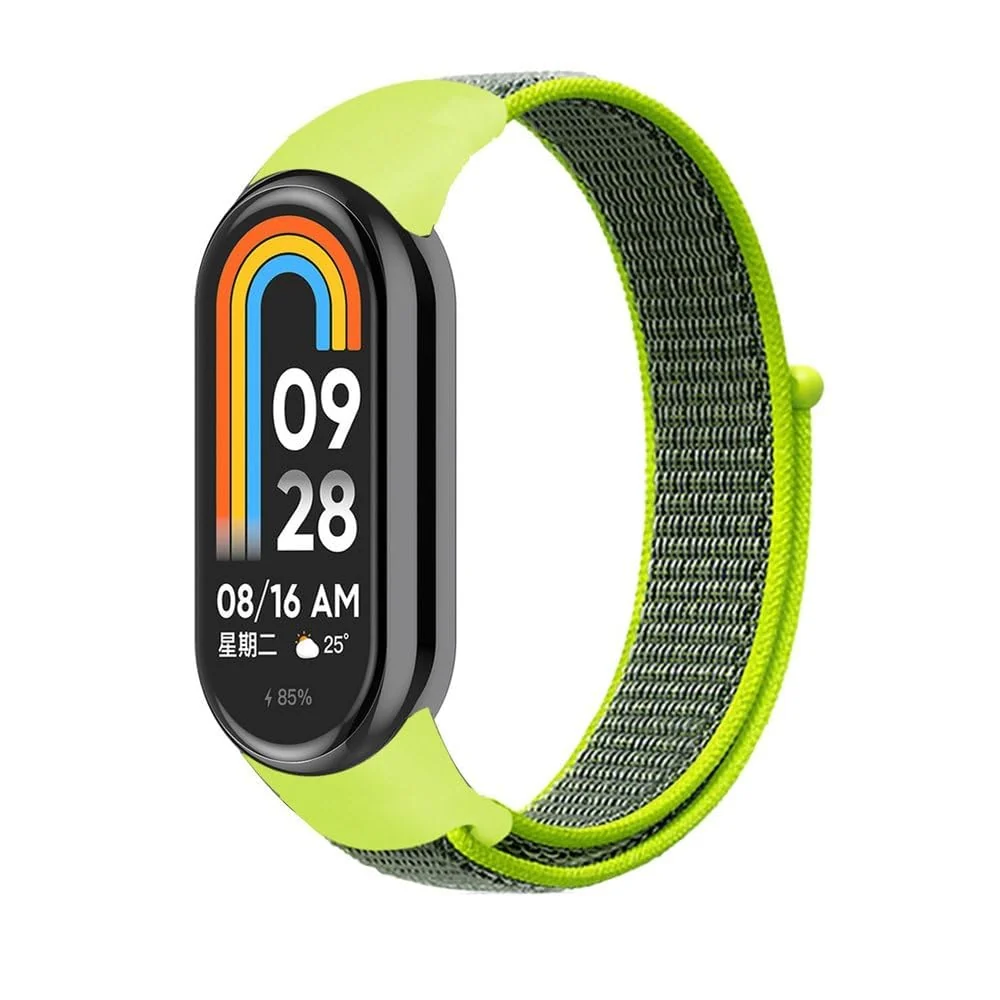 DL3 Mobilak Nylon Sport Band Compatible with Xiaomi Mi Band 10/9/8 for Women Men, Soft Adjustable Breathable Sport Loop Watch Strap Replacement Wristband for Xiaomi Smart Band 8/9/10 - Bright Yellow