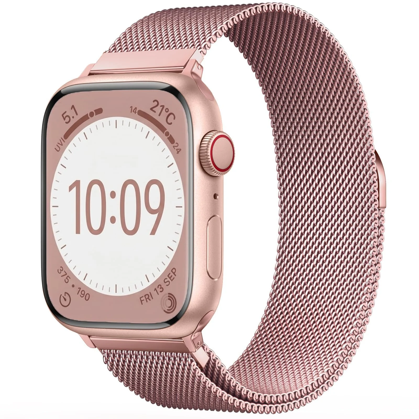 DL3 MOBILAK Milanese Loop Compatible With Apple Watch Ultra 3 2 1 49mm 46mm 45mm 44mm 42mm, Stainless Steel Mesh Band Magnetic Clasp, Adjustable Metal Strap for iWatch Series 11/10/9/8/7/6/5/4/SE - Pink