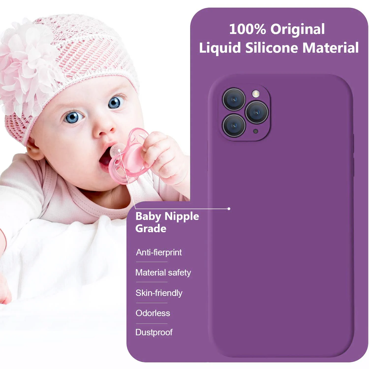 DL3 Mobilak Liquid Silicone Protective Case with Soft Microfiber Lining with Full Camera Protection for iPhone 11 Pro (5.8 Inch) - Violet