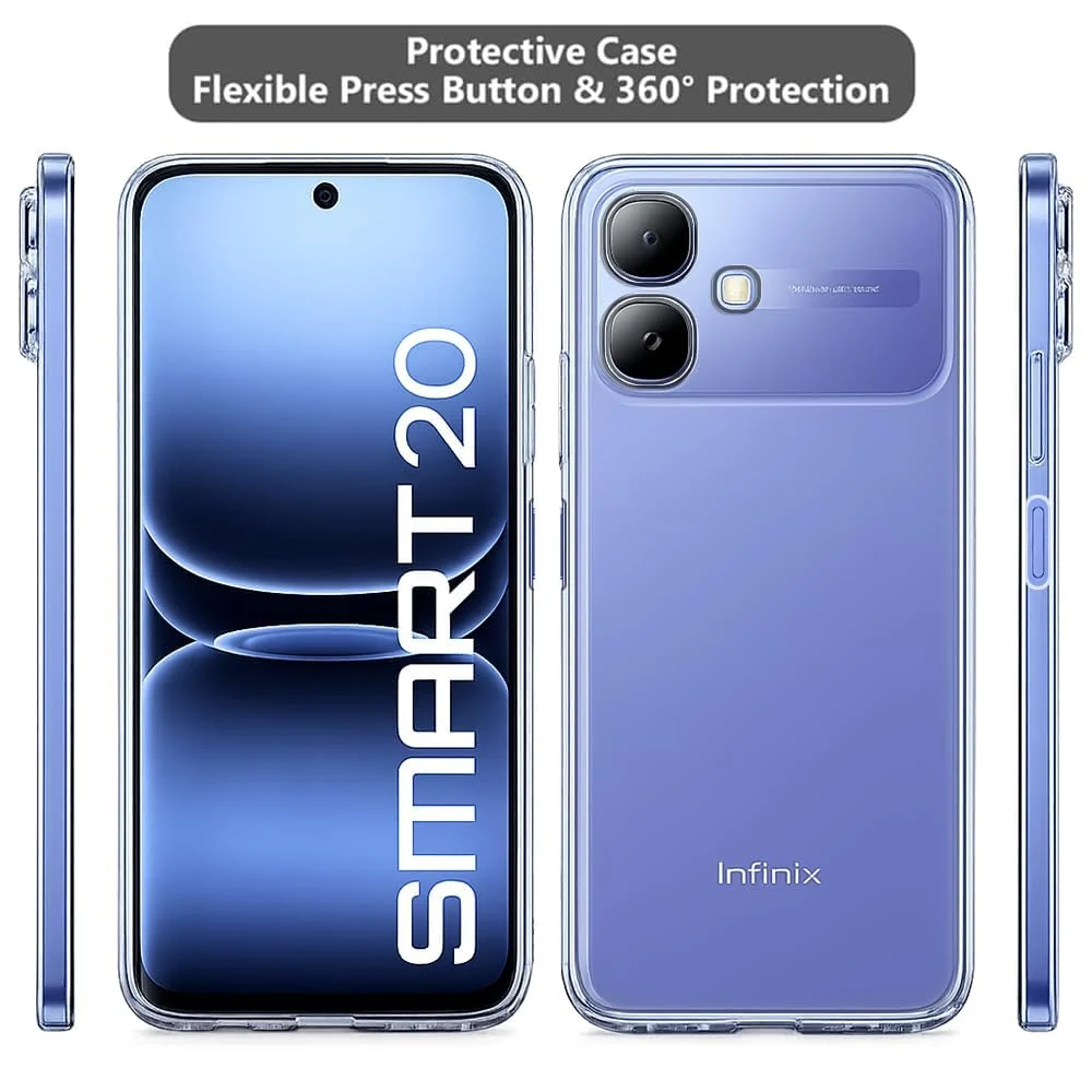 Mobigon Case Compatible with Infinix Smart 20, Case Crystal Soft TPU Gel Case Flexible Silicone Anti-Scratch Camera Protection TPU Cover - Clear