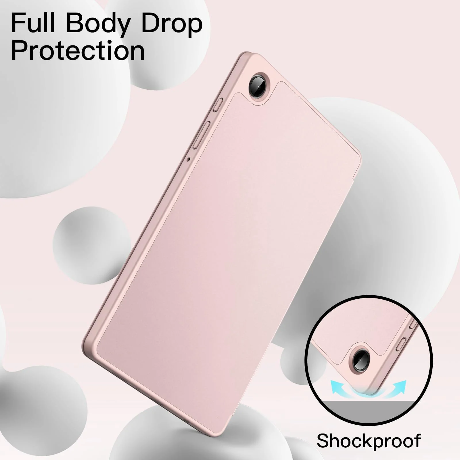 DL3 Mobilak Samsung Galaxy Tab A9 Cover Case 8.7 inch Tablet Cover [SM-X110/X115/X117] Case with Pen Holder, Soft TPU Back Trifold Stand Protective Smart Cover Flip, Auto Wake&Sleep - Pink