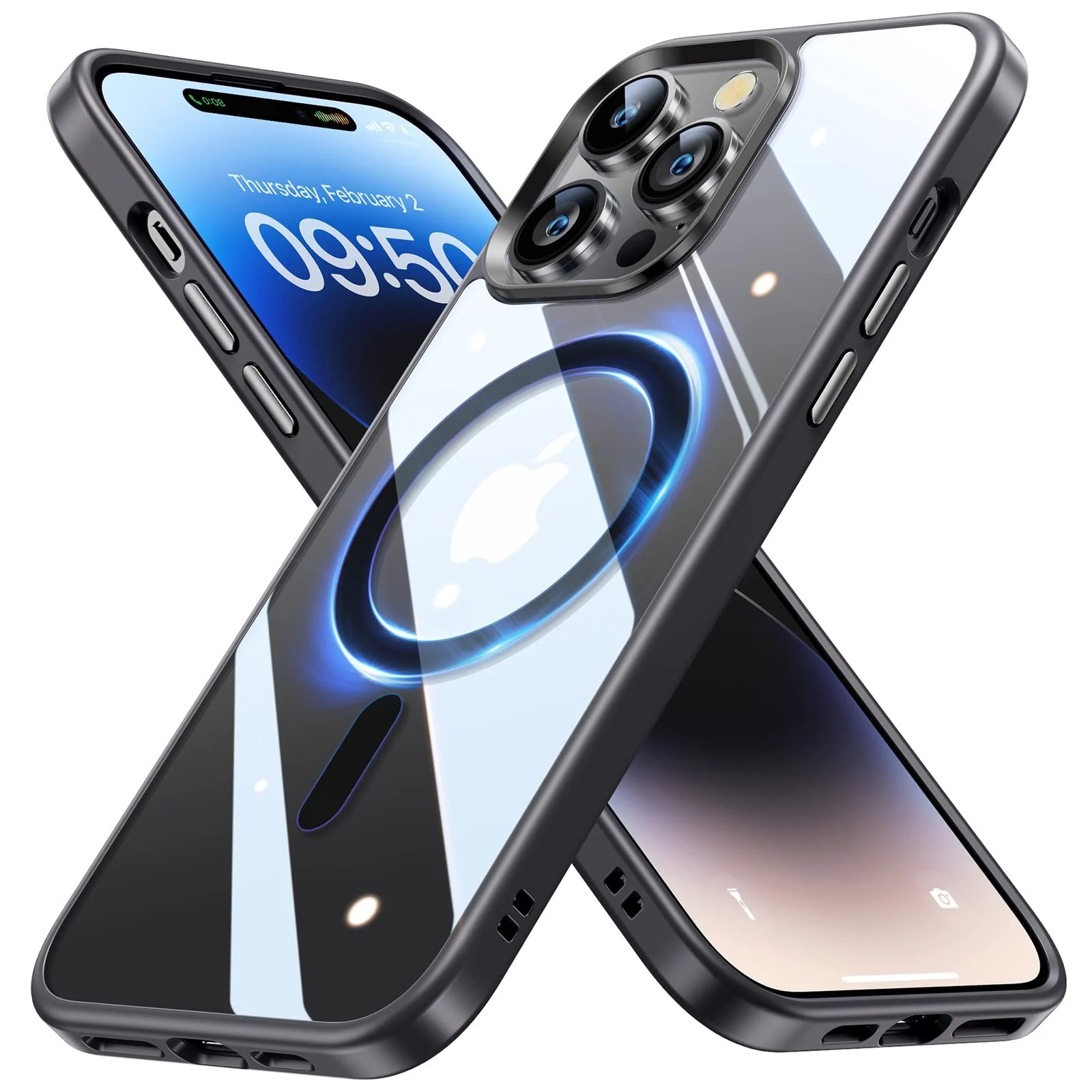 DL3 Mobilak Clear TPU Case for iPhone 15 Pro (6.1 Inch), Compatible with MagSafe accessories, Shock-absorbing protection, Anti-fingerprint finish - Black