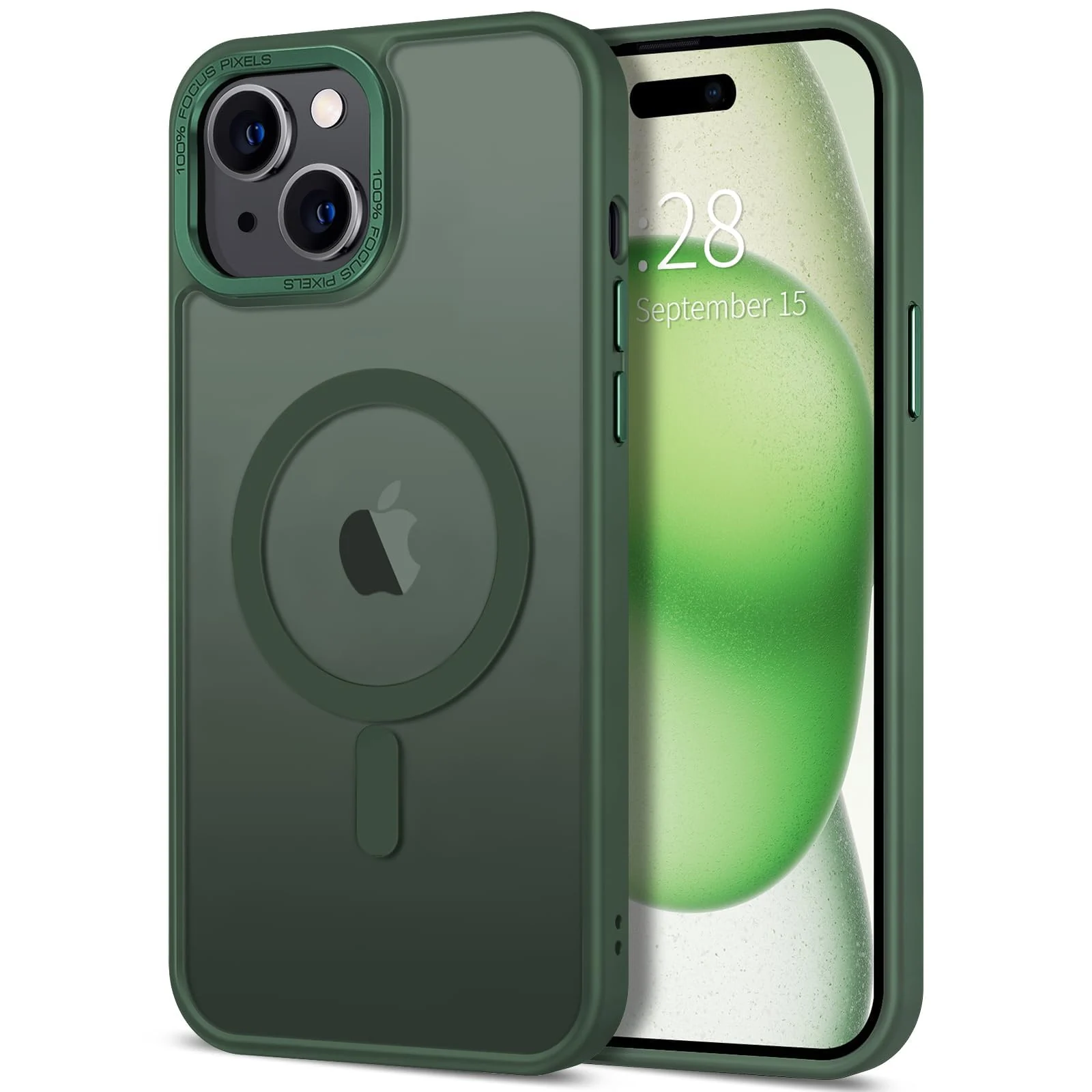 DL3 Mobilak Case for iPhone 15+ Plus/iPhone 14 Plus 6.7-Inch Magnetic Translucent Matte Phone Cases [Compatible with MagSafe] Thin Slim Fit Shockproof Hard Protective Cover - Green
