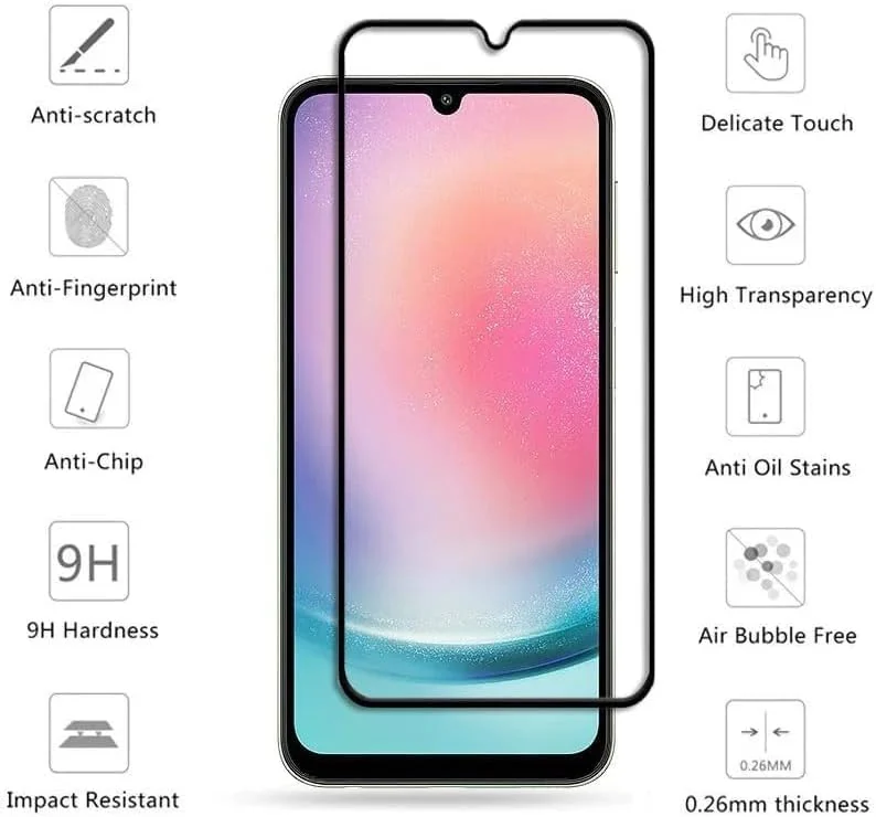 DL3 Mobilak 5D Full Glass Screen Protector For Samsung Galaxy A34 5G Black Frame - Clear