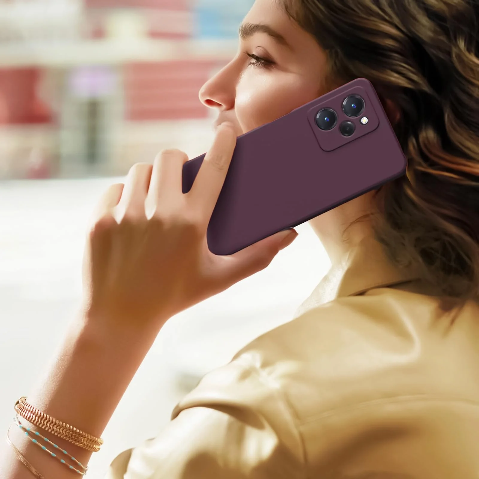 DL3 Mobilak Soft Silicone Protective Case for POCO X5 Pro 5G with Microfiber Lining and Shockproof Design - Wine Red