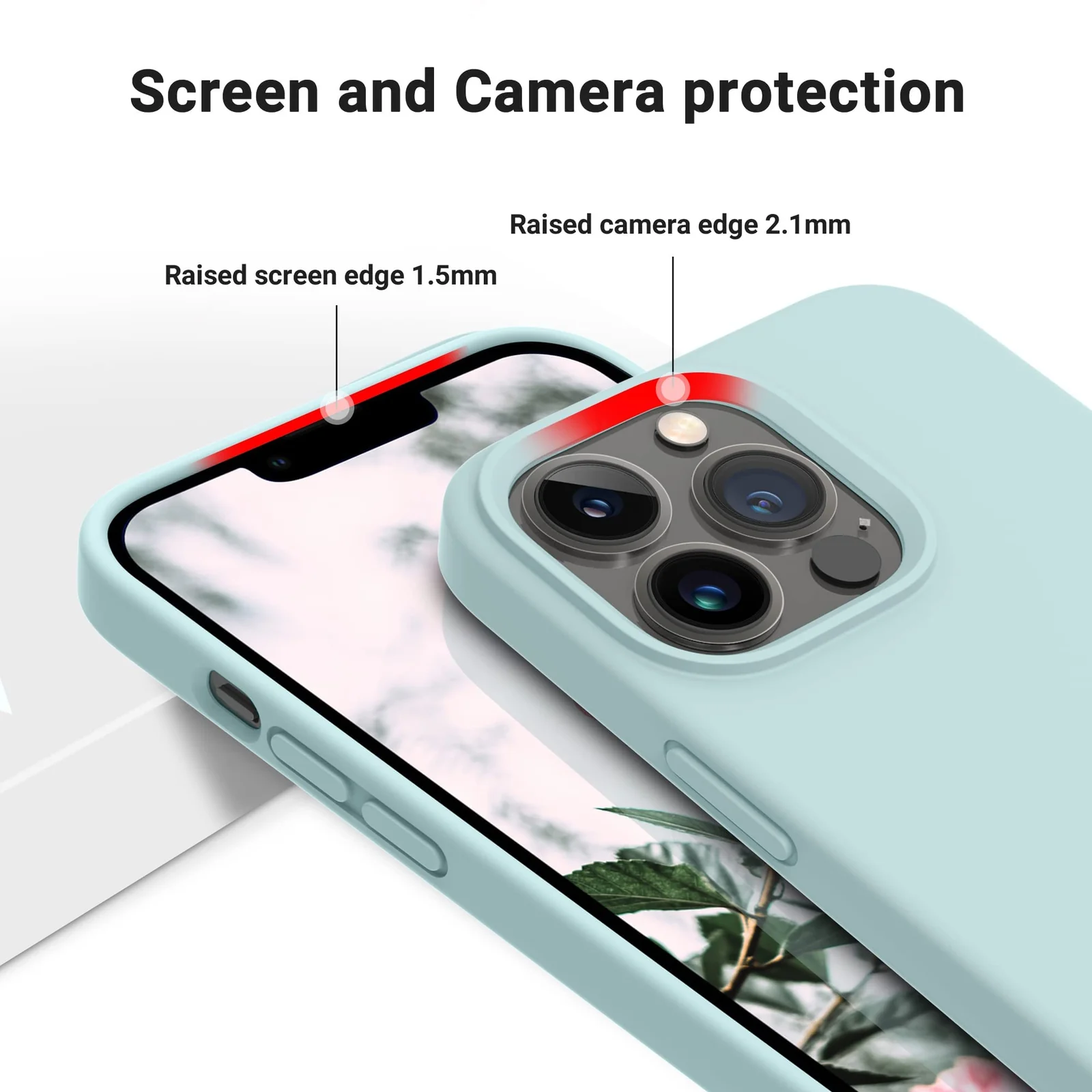 DL3 Mobilak Liquid Silicone Protective Case for iPhone 15 with Camera Protection and Microfiber Lining - Mint Green