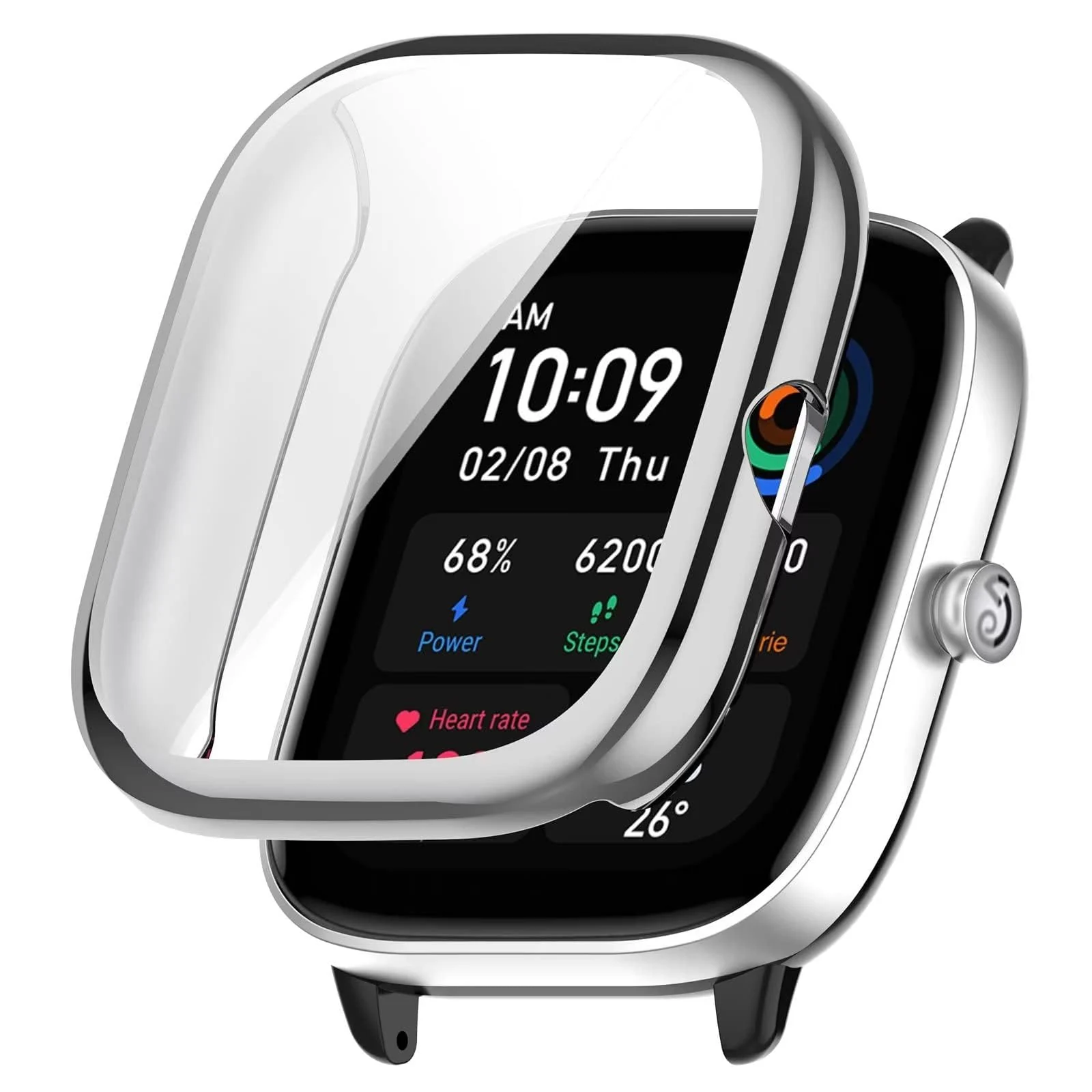 DL3 Mobilak Case Compatible with Amazfit GTS 4 Mini (Not for GTS4) Case All-Around Screen Protector Watch Soft TPU Shockproof Cover Slim Guard Thin Bumper Shell Protector - Silver