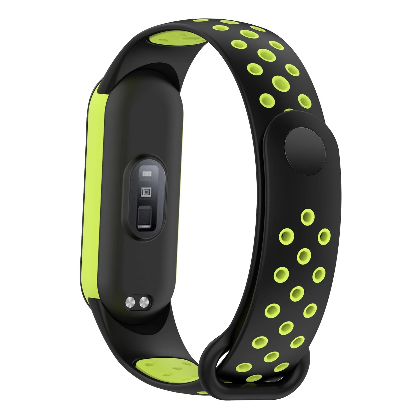 DL3 Mobilak Strap Compatible with Xiaomi Mi Band 4 / Mi Band 3, Women Men Armband, Two Colours Breathable Adjustable Soft Silicone Replacement Strap Compatible with Xiaomi Mi Band 3/4 - Black Lemon