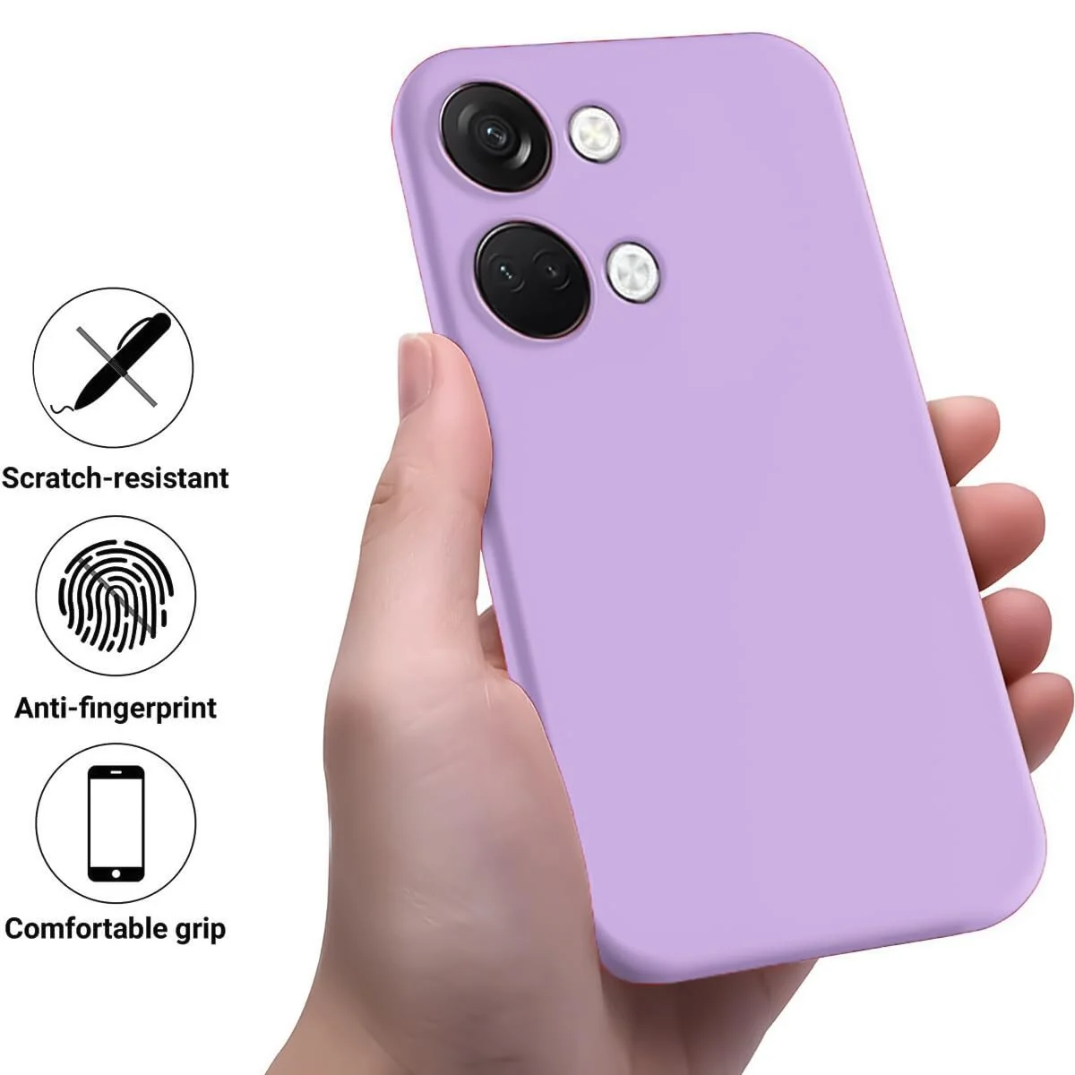 DL3 Mobilak Soft Silicone Protective Case for OnePlus Nord 3 with Microfiber Lining and Shockproof Design - Light Purple