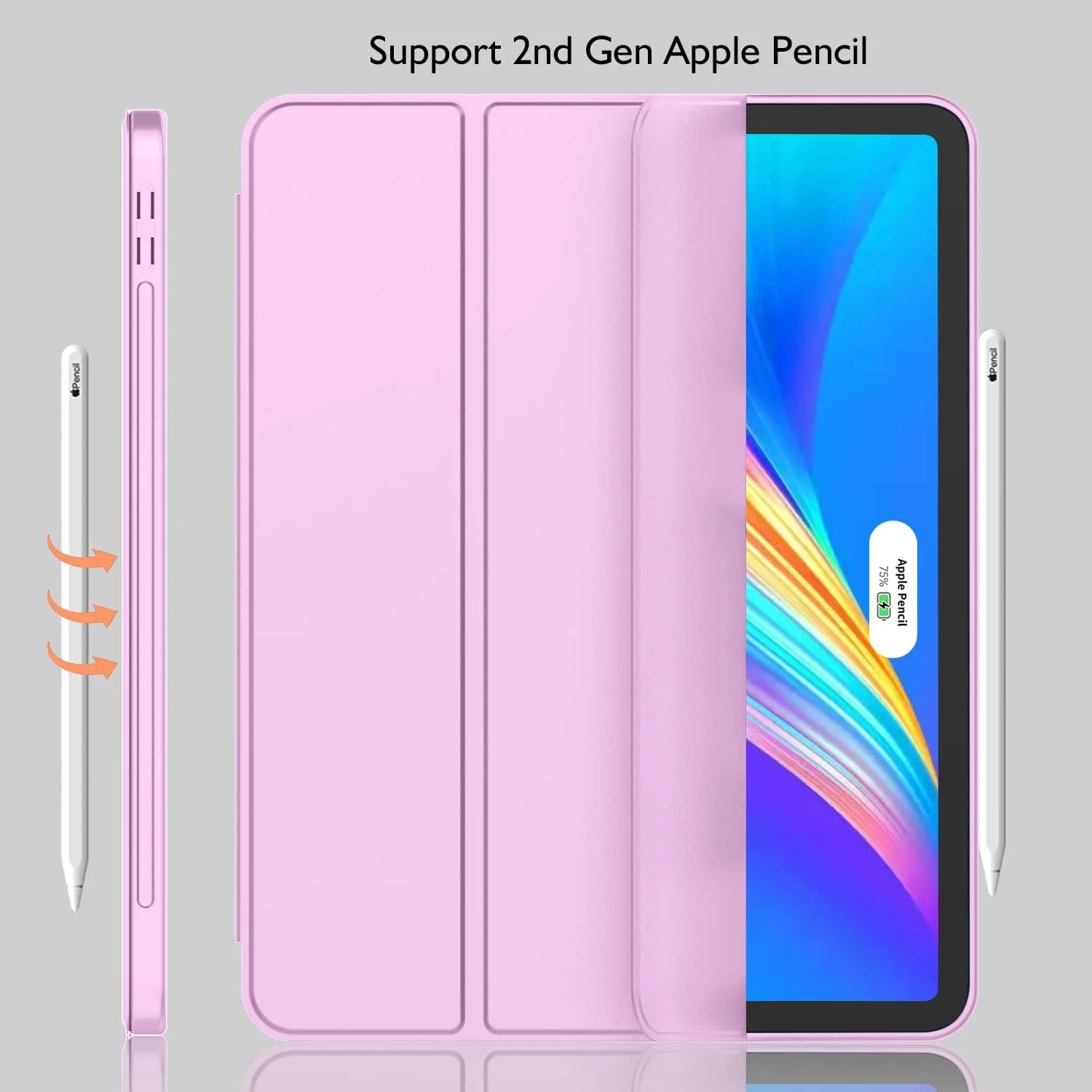 DL3 Mobilak iPad Pro 11 Inch Case 2022(4th Gen)/2021(3rd Gen)/2020(2nd Gen) with Pencil Holder, Smart Case [Support Touch ID and Auto Wake/Sleep] with Auto 2nd Gen Pencil Charging - Electric Lavender