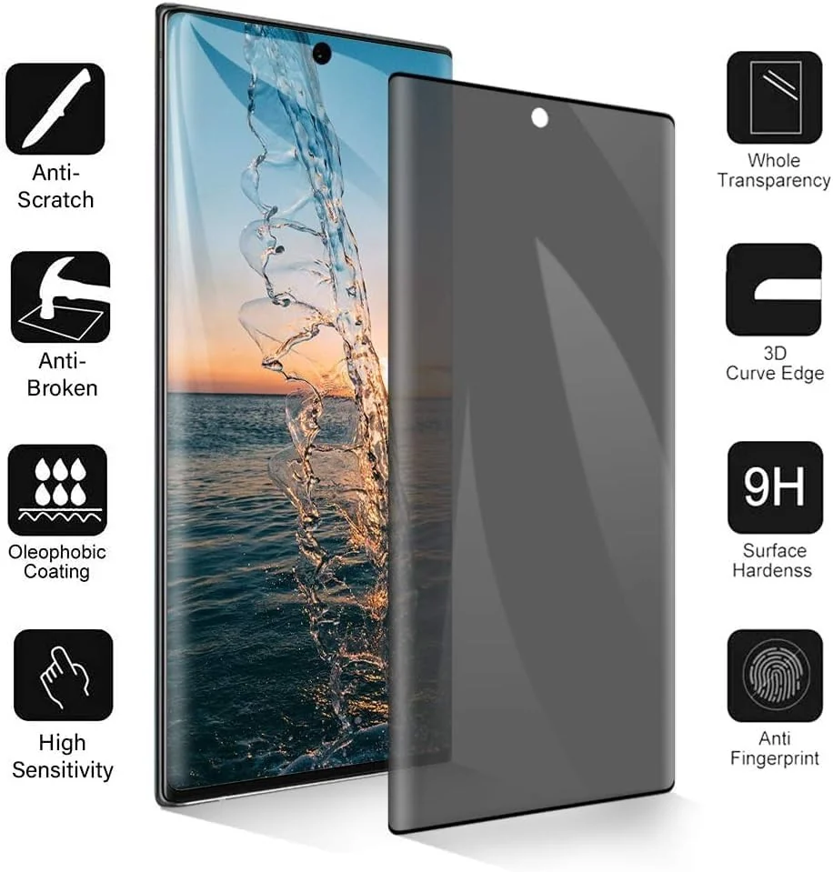 DL3 Mobilak Screen Protector for Samsung Galaxy Note 20 Ultra 5G Glass Fingerprint Reader Support 3D Curved Anti-Spy Tempered Glass Screen Protector - Privacy