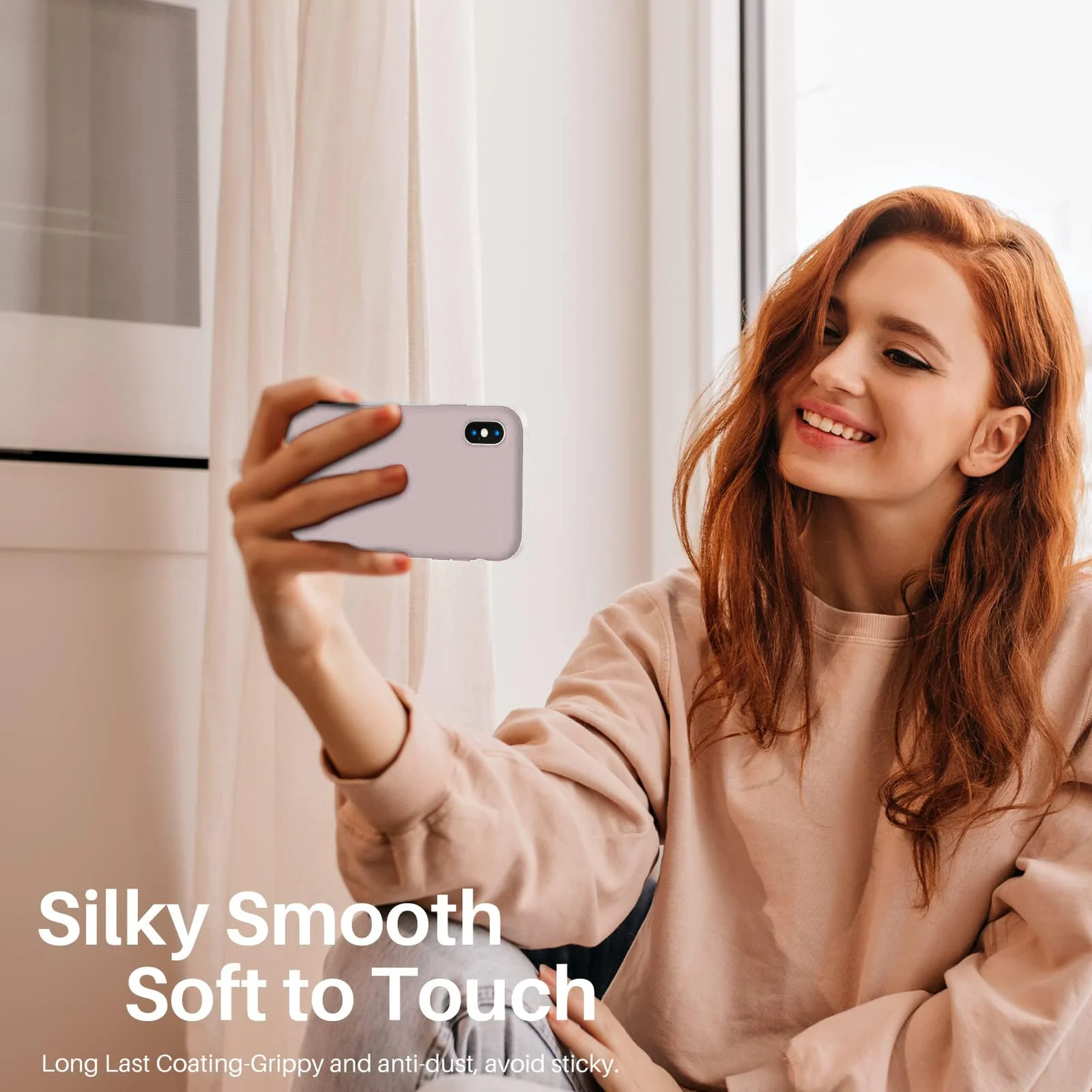 DL3 Mobilak Liquid Silicone Case for iPhone X / iPhone XS, Shock-absorbing protection, Scratch-resistant surface, Soft microfiber lining - Chalk Pink