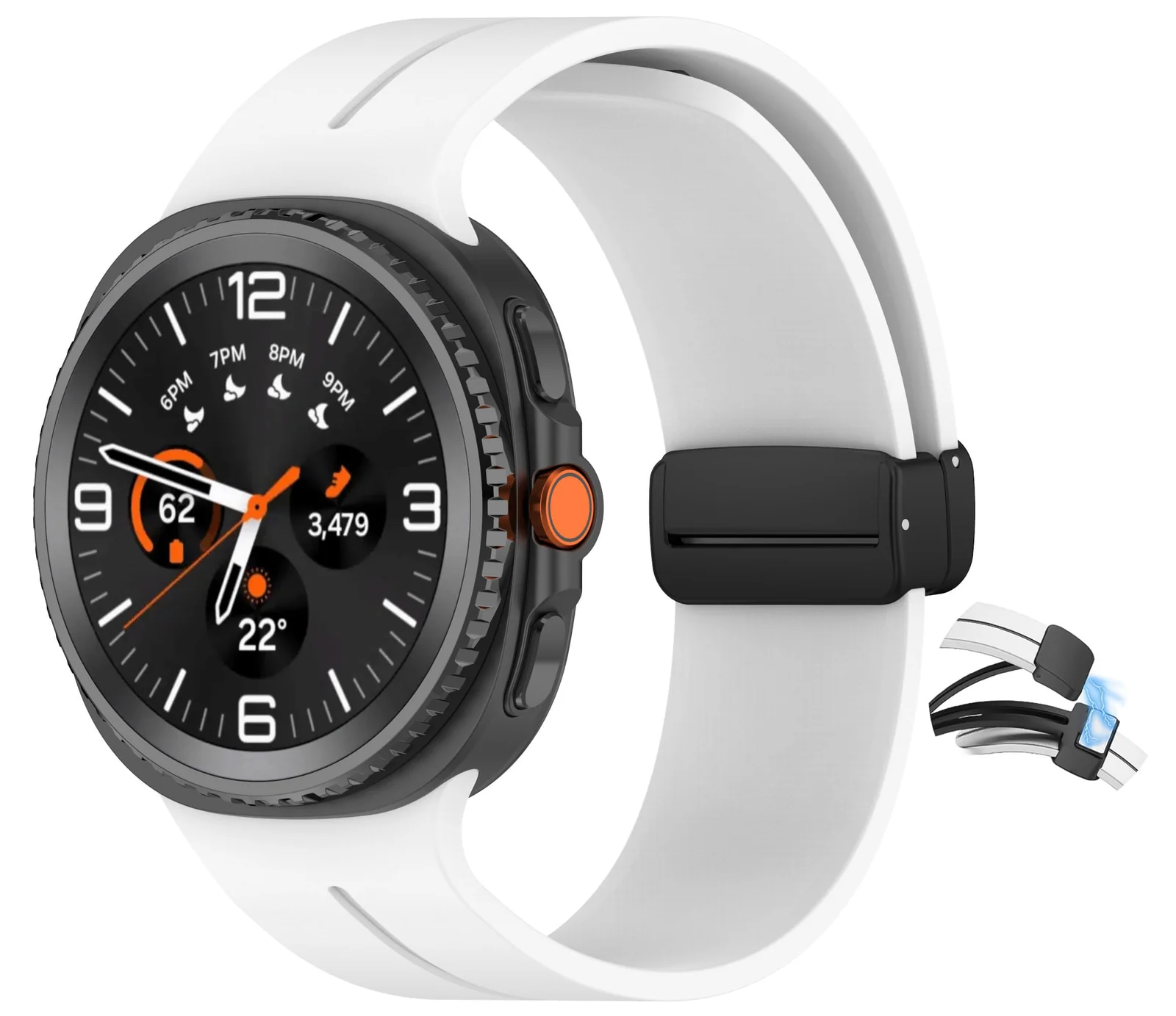 DL3 Mobilak Silicone Strap for Samsung Galaxy Watch 8 40mm/44mm, Men's and Women's Adjustable Sports Silicone Magnetic Buckle Bands for Samsung Galaxy Watch 8 Classic 46mm 2025 - White