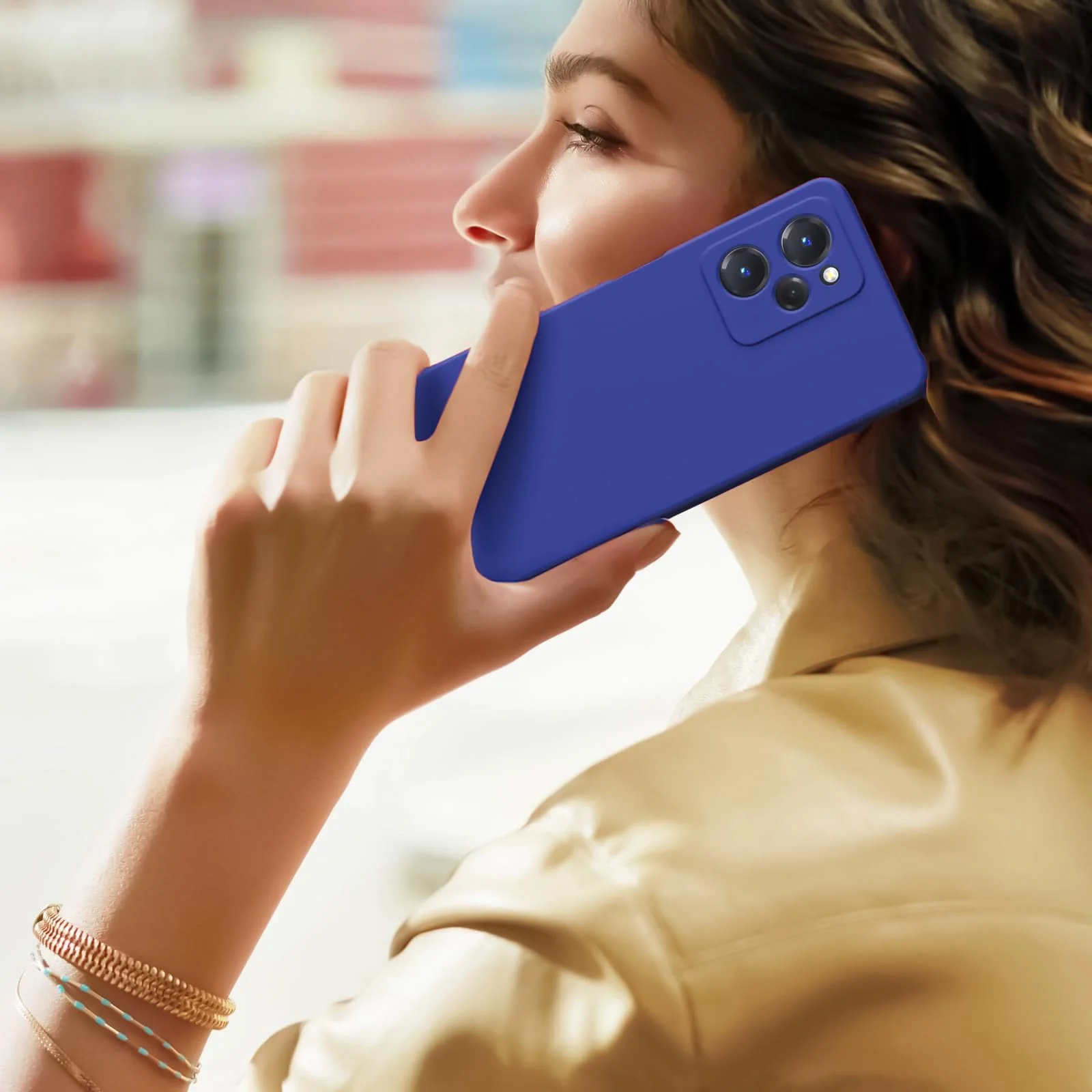 DL3 Mobilak Soft Silicone Protective Case for POCO X5 Pro 5G with Microfiber Lining and Shockproof Design - Pepsi