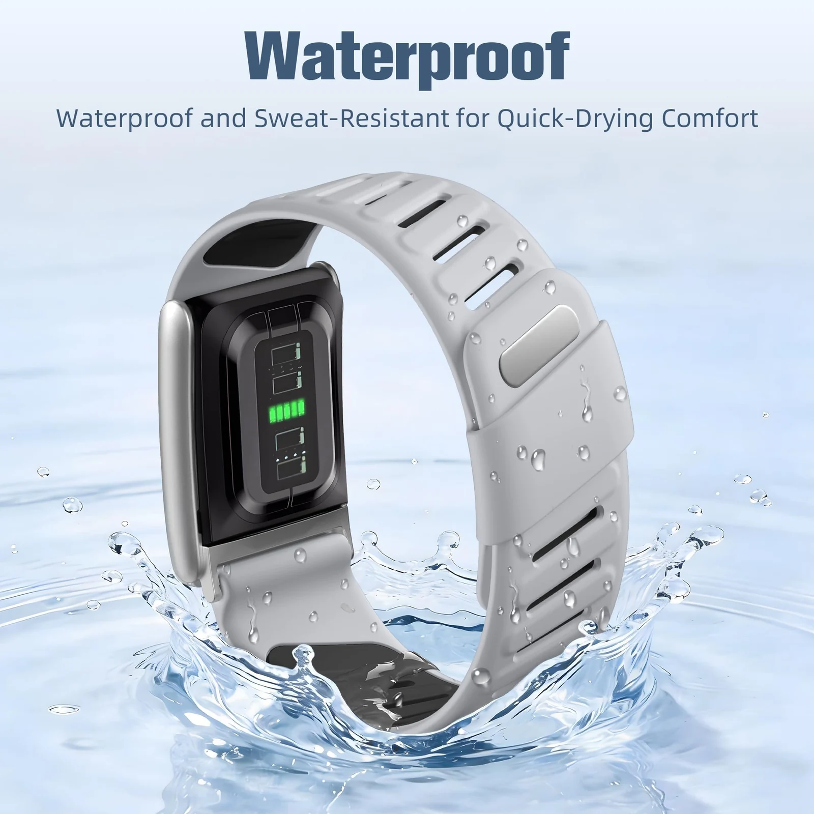 MOBIGON Breathable Silicone Sport Strap for WHOOP 5.0 One / Peak (Not Life), Gray / Black