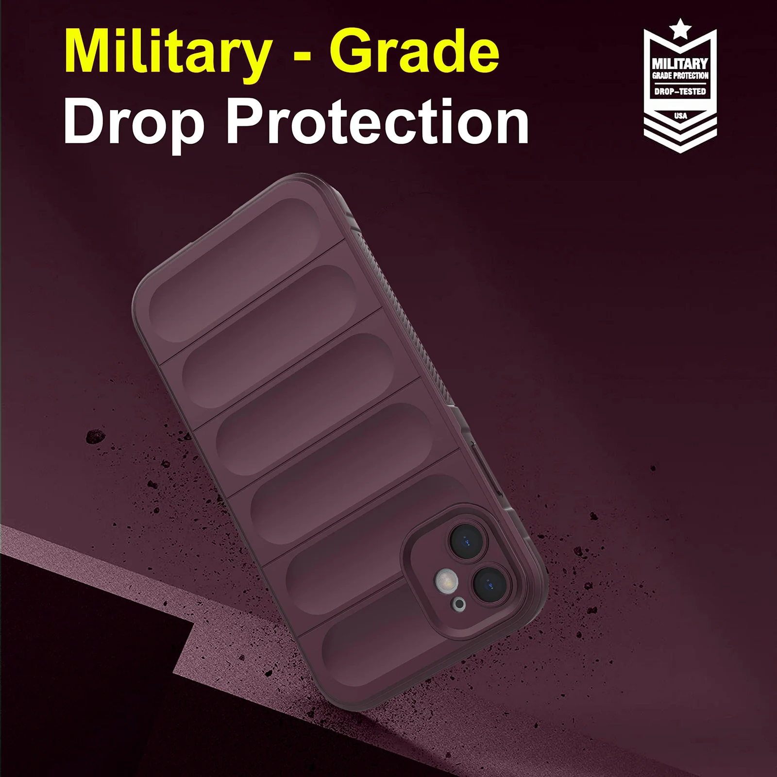 DL3 Mobilak Silicone Case for Apple iPhone 12 Heavy Duty Protective [Slim Fit] Shockproof Soft Flexible Protective Design Shock-Absorption TPU Cover With Camera Protection - Wine Red