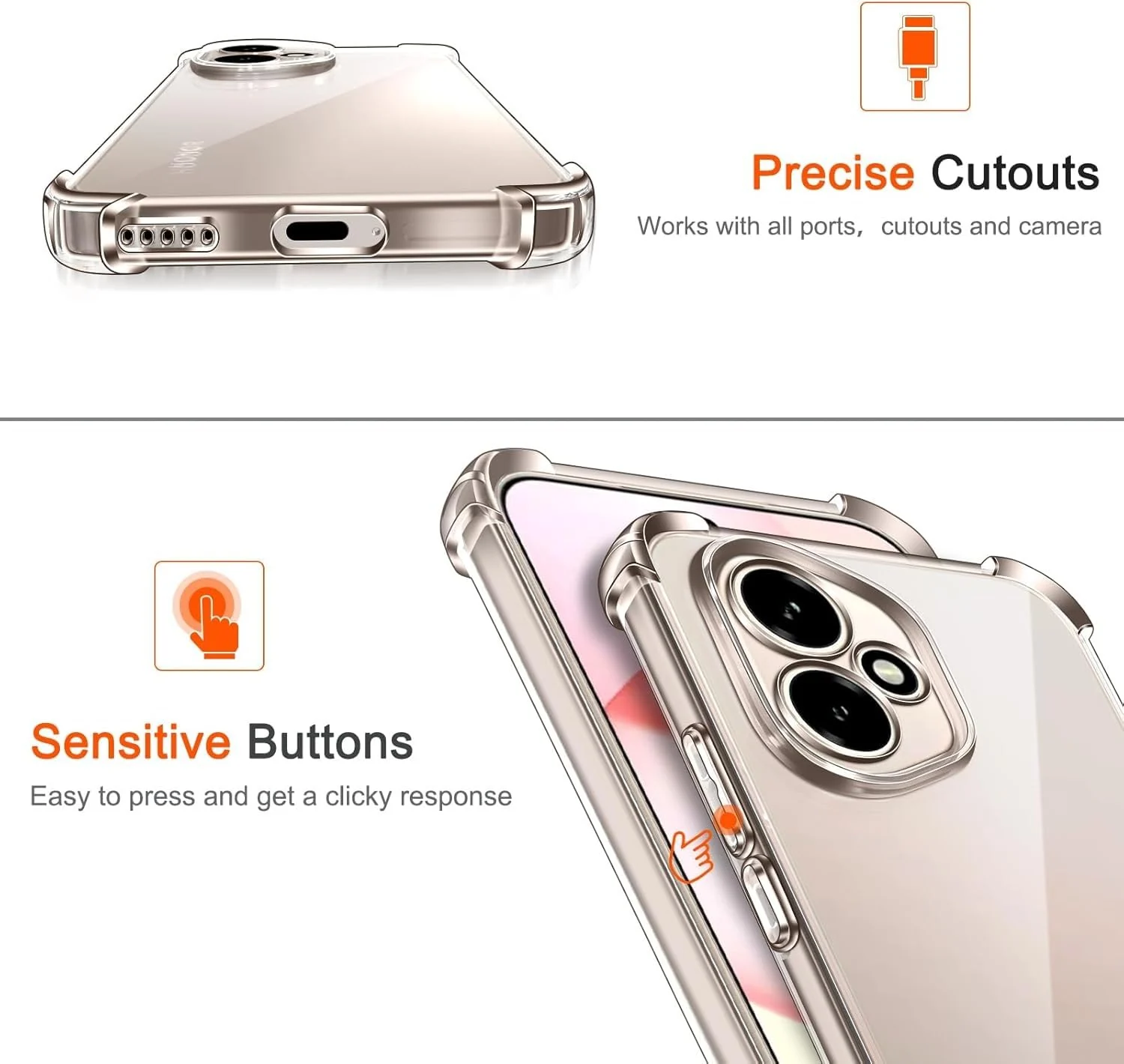 DL3 Mobilak Clear TPU Protective Case for Honor 400 5G with Camera Protection and Shockproof Design - Clear
