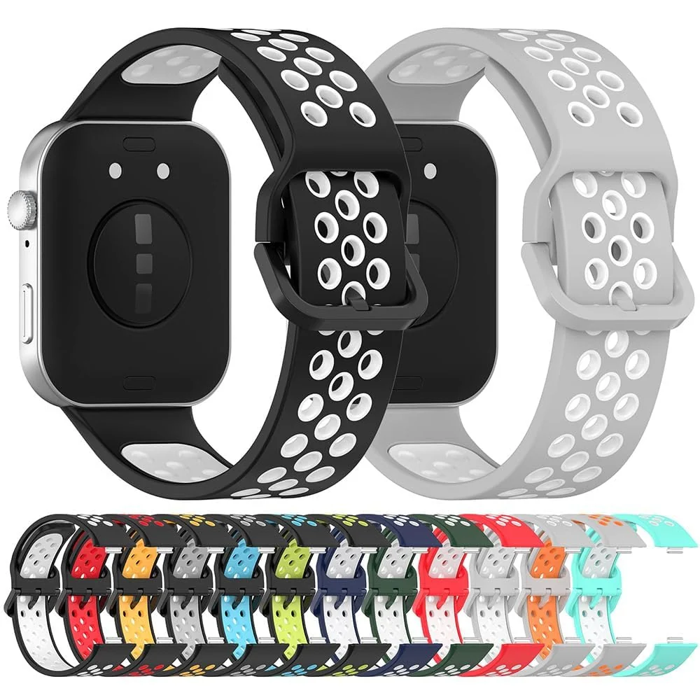 DL3 Mobilak Silicone Strap for Huawei Watch Fit 3, [Breathable] Soft Silicone Sport Wristband Bracelet Replacement Strap, Two-tone Strap, Adjustable Design, for Huawei Watch Fit3 - Gray White