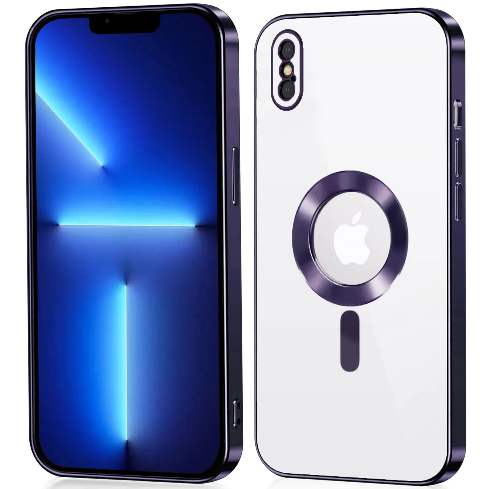 DL3 Mobilak Clear MagSafe-Compatible TPU Case and Camera Lens Protector for iPhone XS Max - Deep Purple