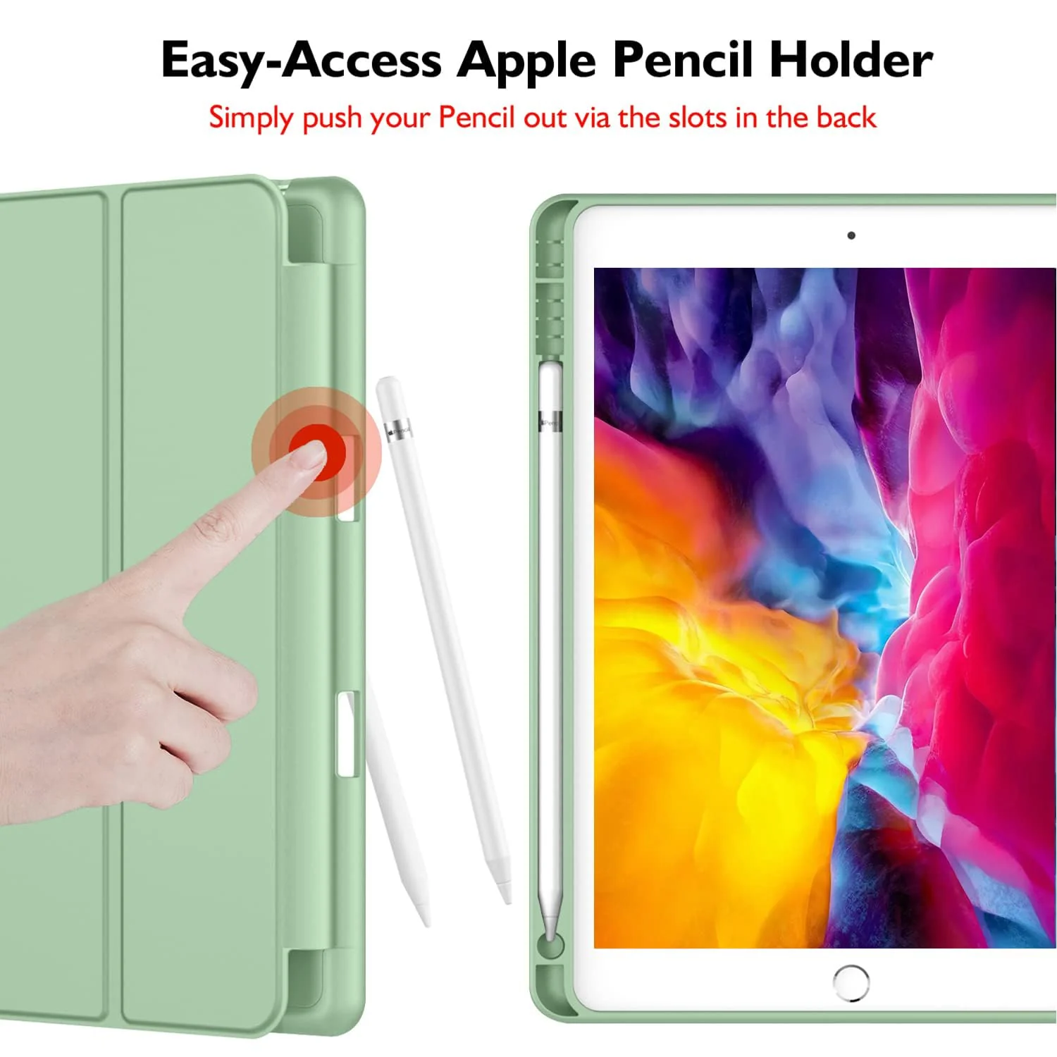 DL3 Mobilak Case For iPad 9.7-inch, (2018/2017), iPad Pro 9.7 Inch 2016, iPad Air 2nd/1st Smart Cover with Pencil Holder and Soft Silicone Back, Full Body Protection, Auto Wake/Sleep - Mint Green