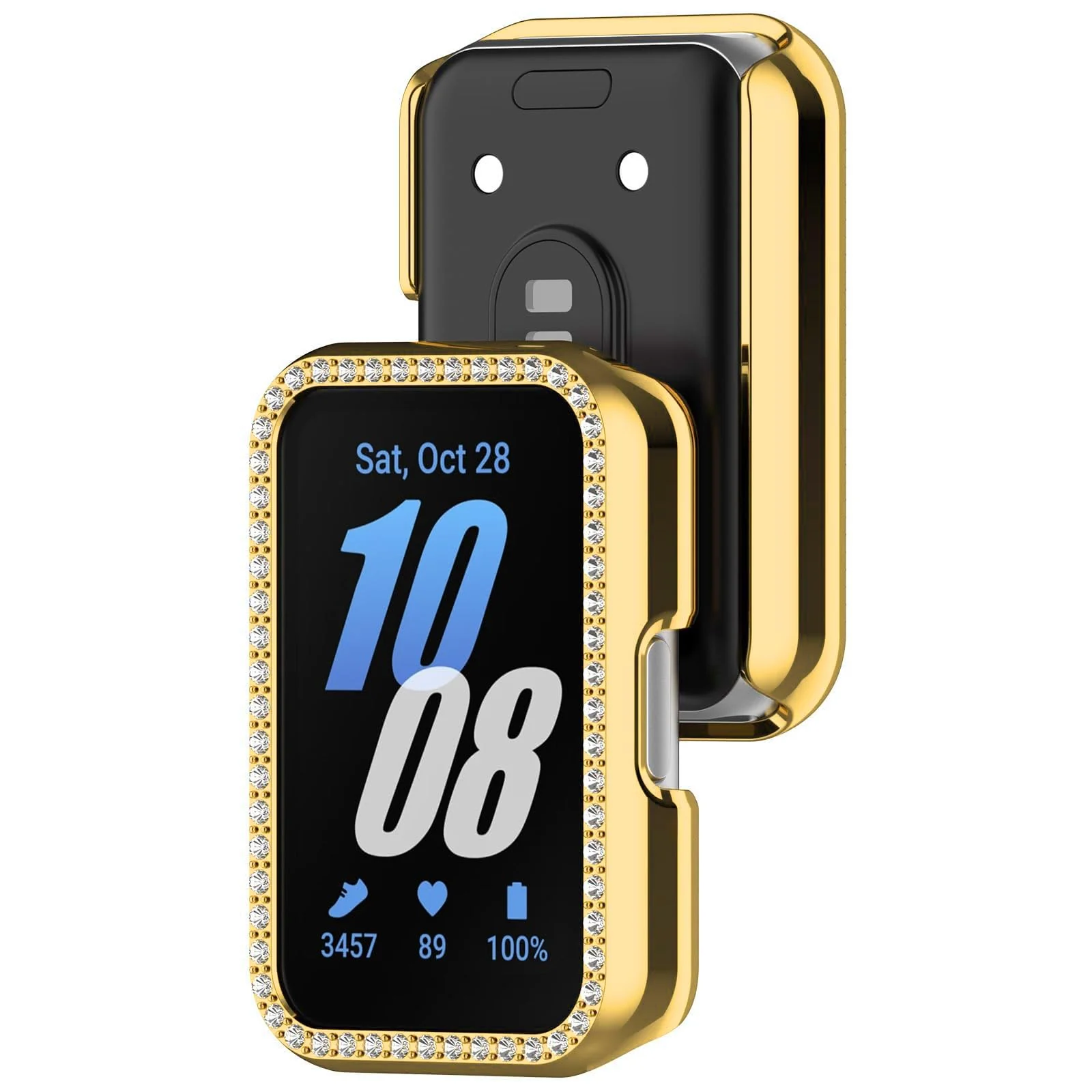 DL3 Mobilak Compatible with Huawei Watch Fit Case Replacement Bling Crystal Protector Case Cover Frame Plating Metal Color PC Shockproof Case Guard Thin Bumper Shell for Huawei Watch Fit - Gold