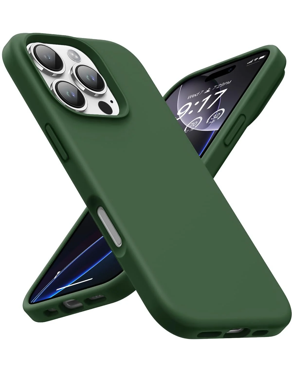 DL3 Mobilak Liquid Silicone Protective Case for iPhone 16 Pro with Microfiber Lining and Shockproof Design - Green 2