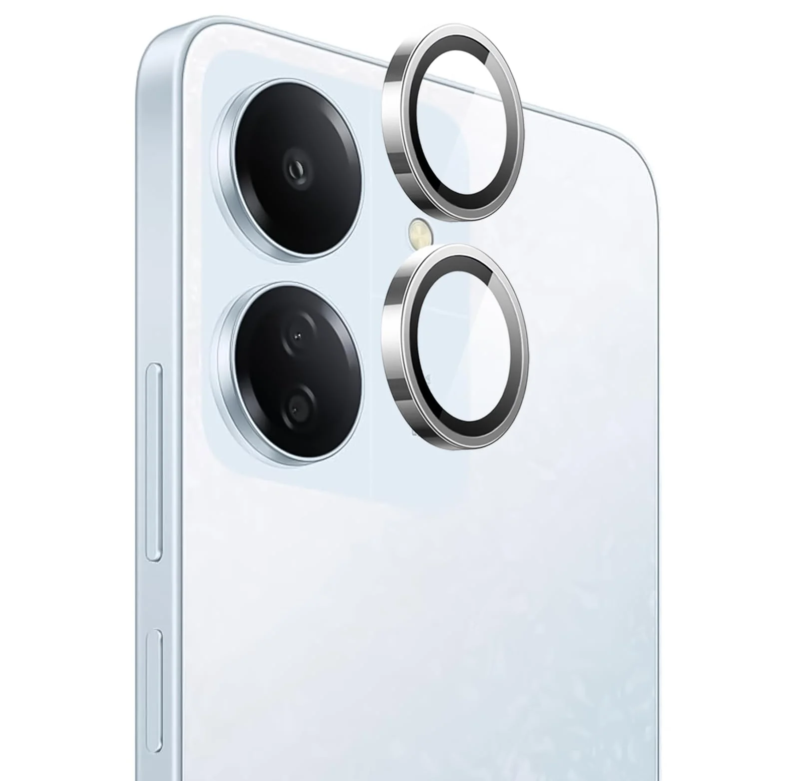 DL3 Mobilak Camera Lens Protector for Xiaomi Redmi 13C / Xiaomi Poco C65 Accessories, 9H Tempered Glass Metal Individual Ring Camera Cover Screen Protector, Case Friendly, Anti Scratch - Silver