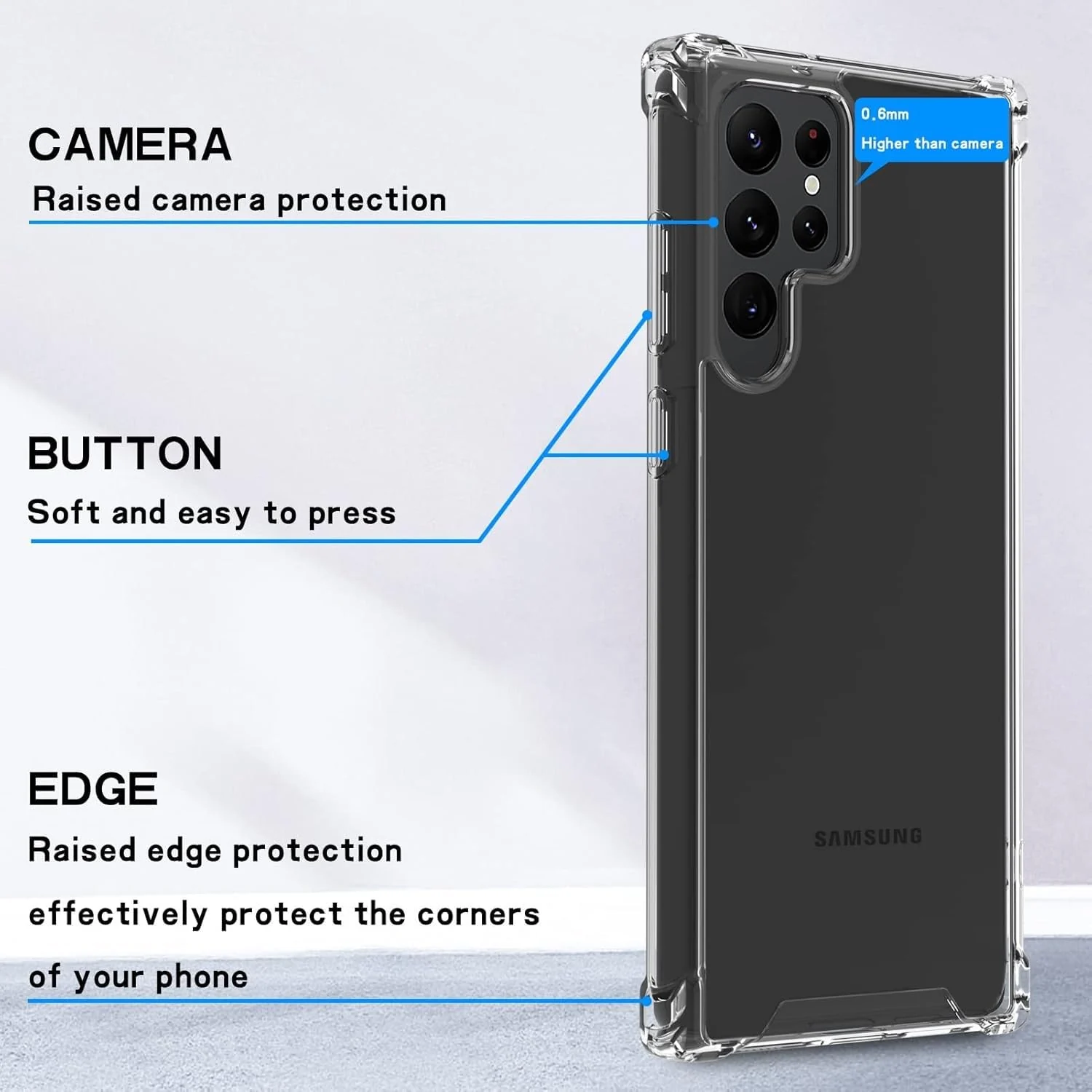DL3 Mobilak Case Compatible with Samsung Galaxy S22 Ultra, Cover Silicone TPU Gorilla Anti-shock Shockproof Corners - Clear