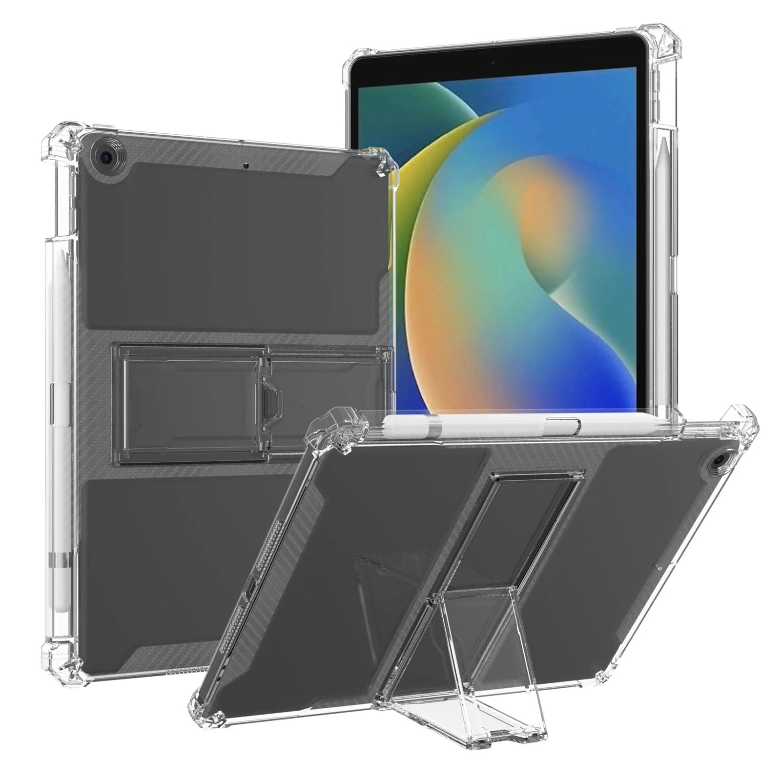 DL3 Mobilak Transparent Case for iPad Pro 11-Inch, 2022/2021/2020/2018 Model (4th/3rd/2nd/1st Generation) Shockproof, Slim Lightweight Anti-Yellowing Bumper, Kickstand Cover, with Pencil Holder - Clear