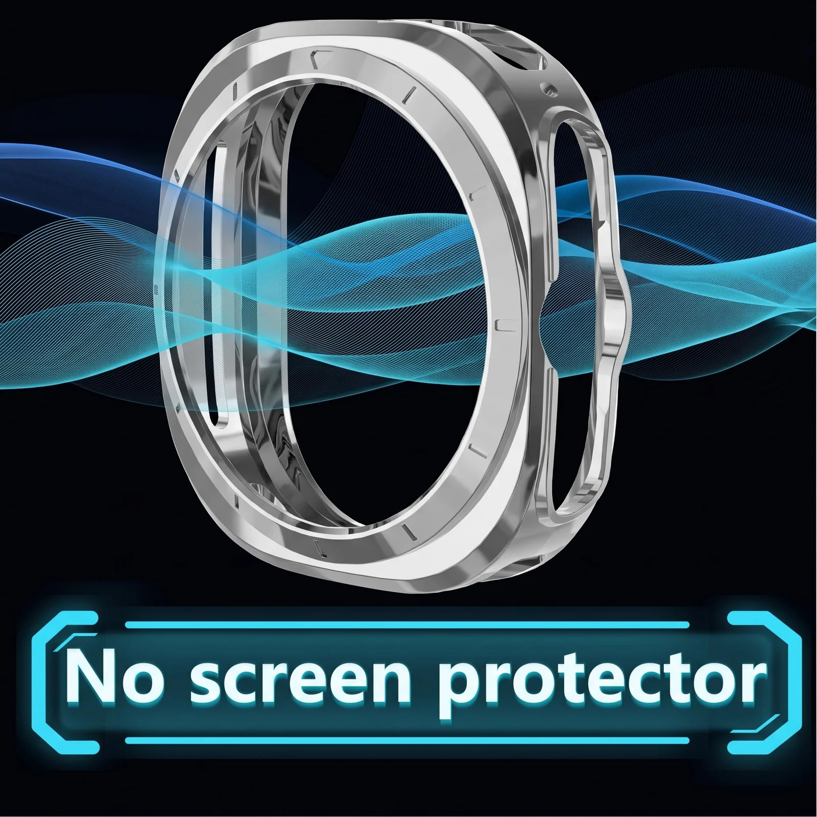 DL3 Mobilak Case Compatible with Samsung Galaxy Watch Ultra 2025/Galaxy Watch 7 Ultra 2024 47mm, Premium Soft TPU Slim Plated Protective Bumper Shell Cover Without Screen Protector - Silver