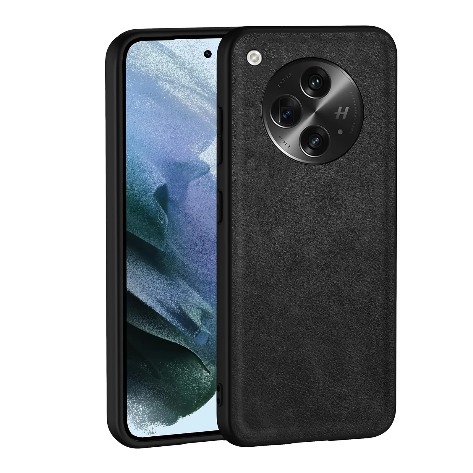 Dl3 Mobilak Case for Oppo Find N3 Leather Case,Anti-Drop, Anti-Shock, Non-Slip Texture,Simple Cell Phong Cover (Black)