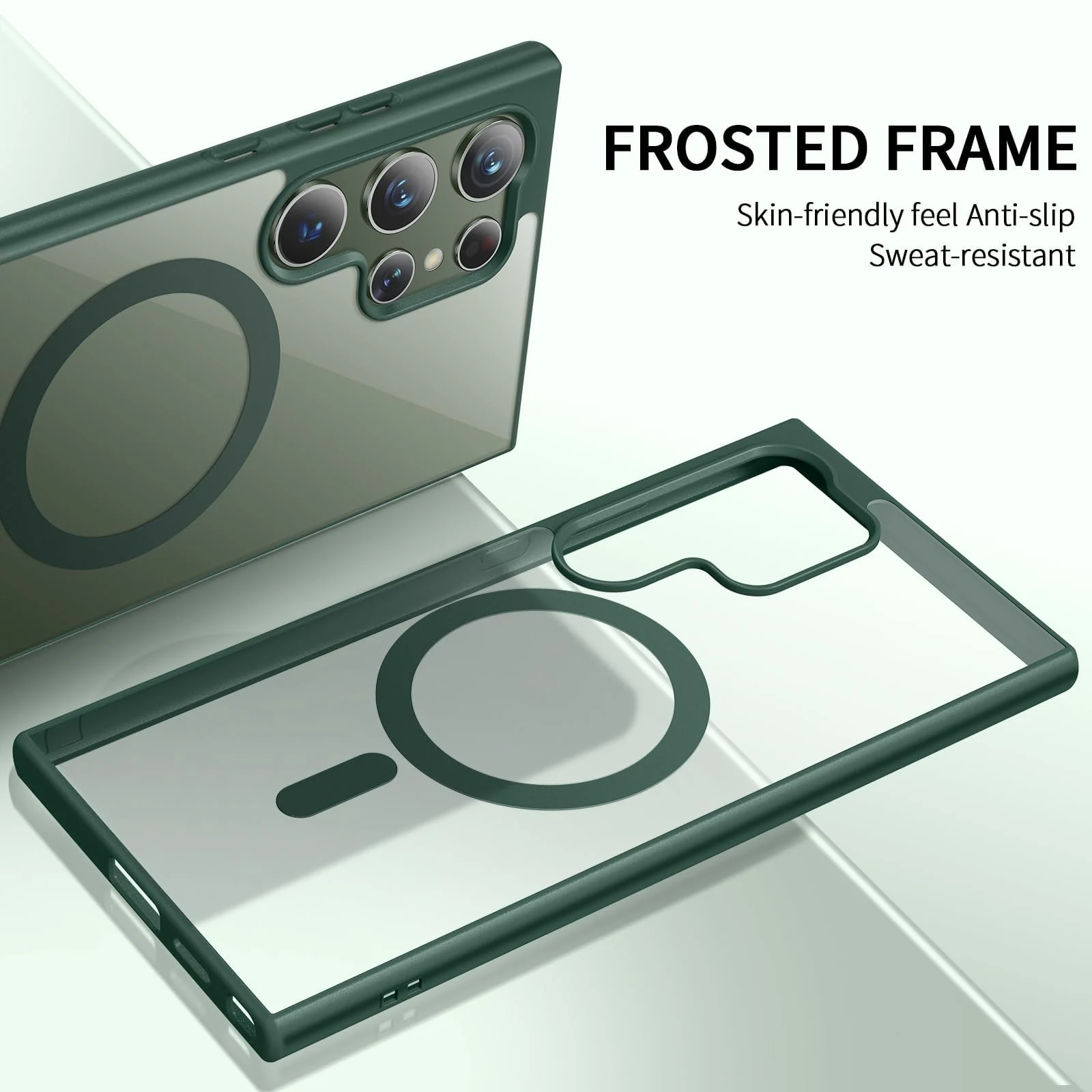 DL3 Mobilak MagSafe-Compatible Clear Magnetic Case for Samsung Galaxy S23 Ultra - Green