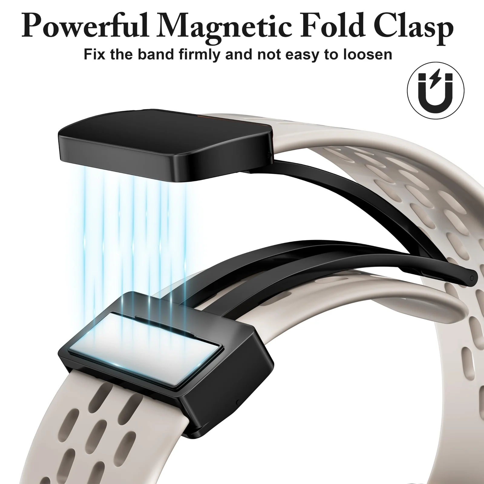 DL3 Mobilak Silicone Strap Compatible with Huawei Watch Fit 3/Fit 4/Fit 4 Pro Magnetic Metal Buckle Sport Silicone Breathable Strap for Men Women Band Quick Release Soft Replacment Wristband - Starlight