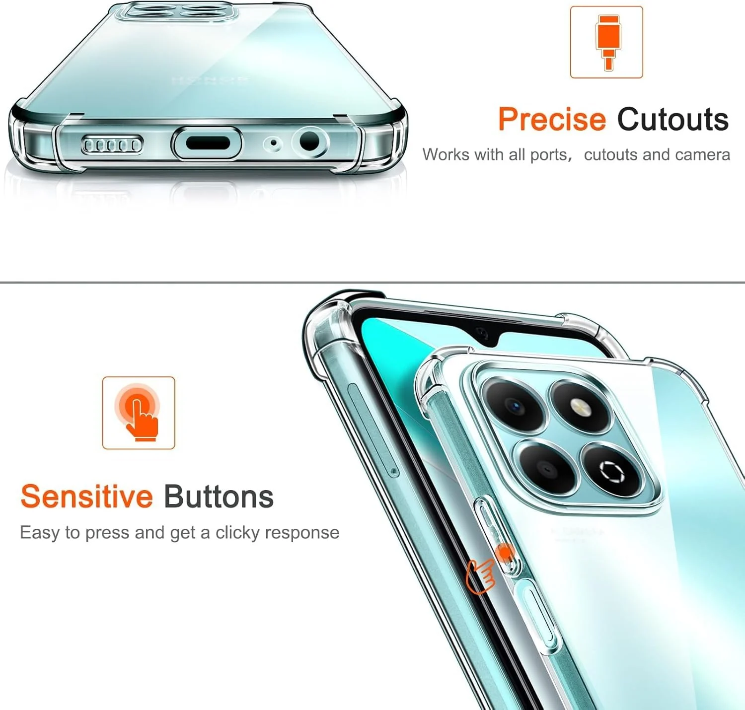 DL3 Mobilak Clear TPU Case for Honor X6b, Camera protection, Shock-absorbing protection, Scratch-resistant surface - Clear