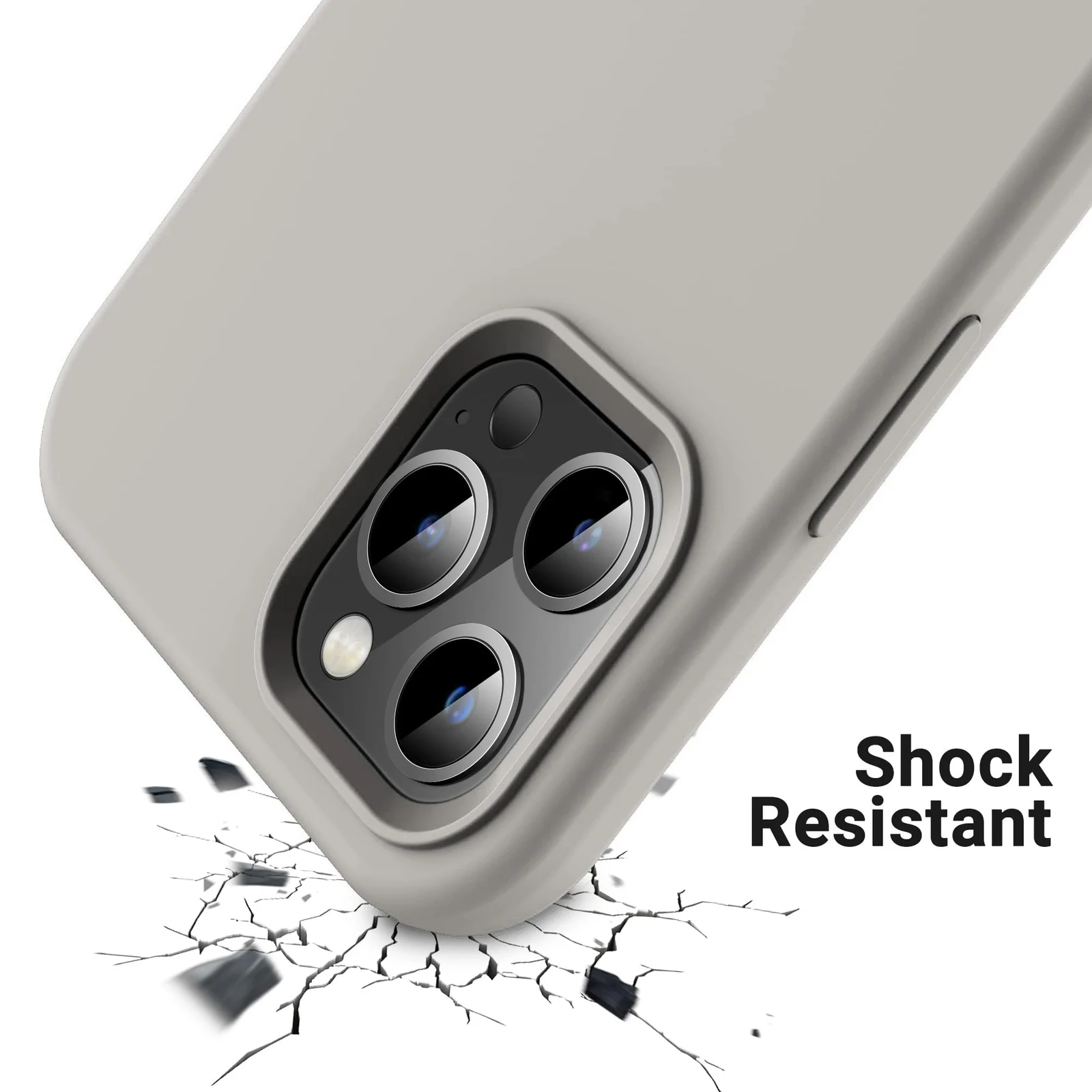 DL3 Mobilak Liquid Silicone Case for iPhone 16 Pro Max 6.9-inch, Supports wireless charging, Shock-absorbing protection, Scratch-resistant surface - Light Gray