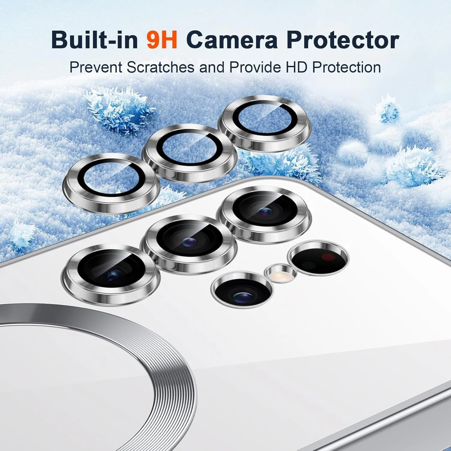 DL3 Mobilak Plated-Edge Protective Case for Samsung Galaxy S25 Ultra, Compatible with MagSafe accessories, Supports wireless charging, Camera protection - Silver