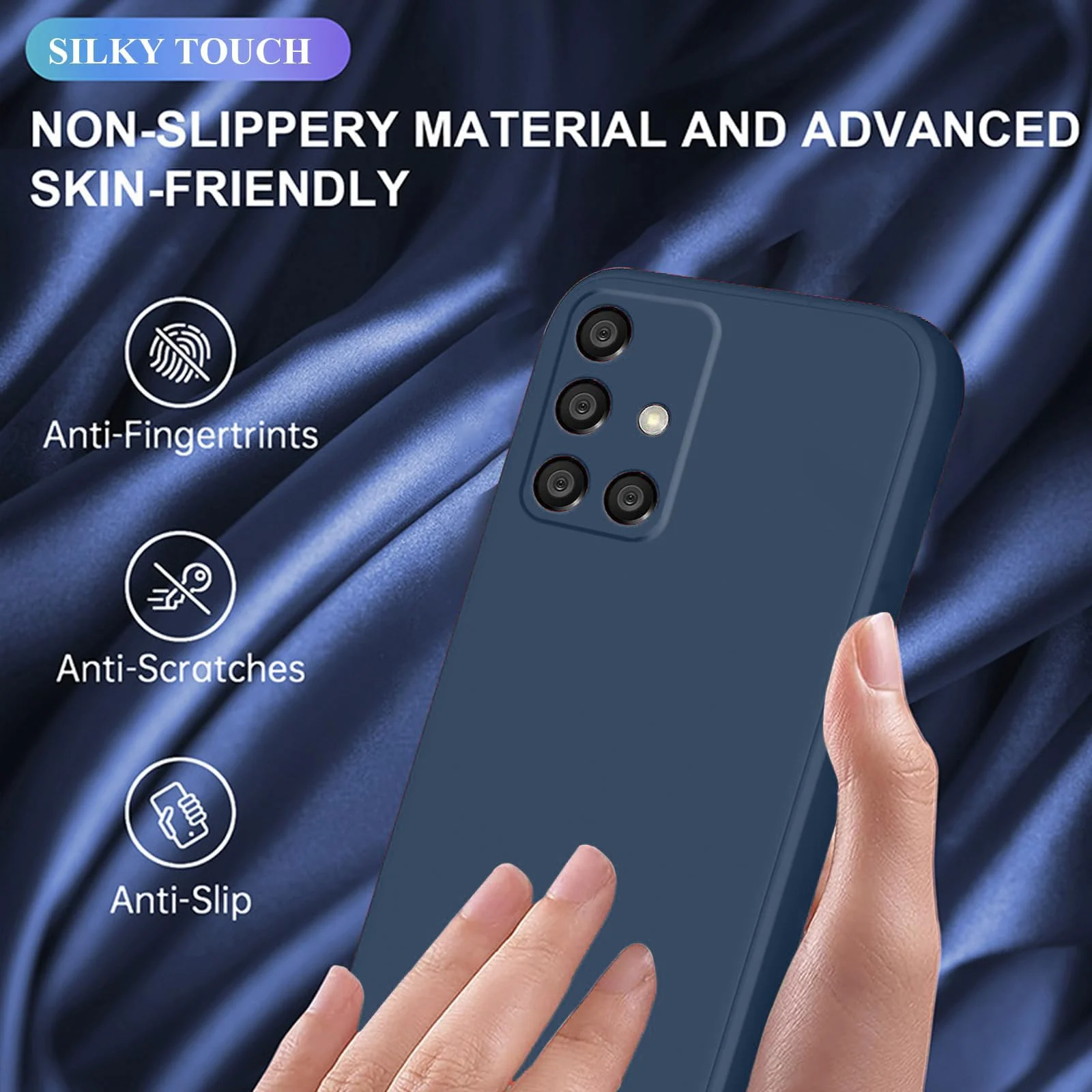 DL3 Mobilak Soft Silicone Protective Case for Samsung Galaxy A71 with Microfiber Lining and Shockproof Design - Dark Blue