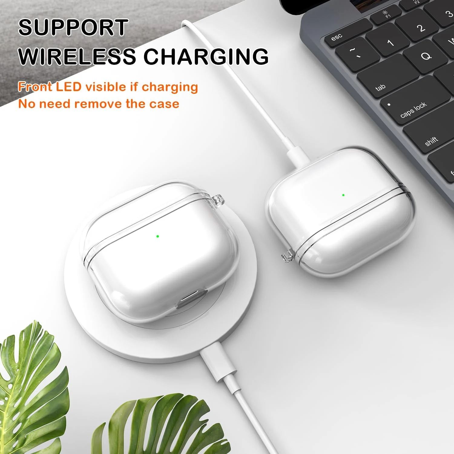 DL3 Mobilak AirPods 3 Case Soft TPU Protective Cover [Front LED Visible][Anti-Yellowing], TPC Protective Case With Lanyard, Case Compatible with Airpod 3rd Generation 2021, Wireless Charging - Clear