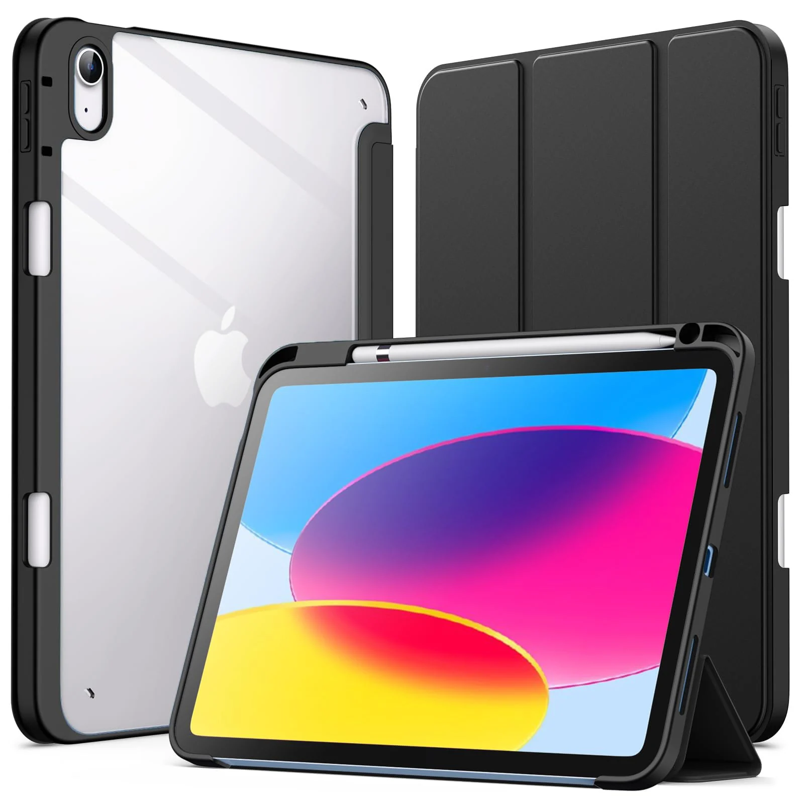 DL3 Mobilak Case Compatible with iPad (A16) 11th Generation 11 Inch (2025), iPad 10th Generation 10.9 Inch (2022), Clear Shockproof Back Cover Built-in Pencil Holder, Auto Sleep/Wake