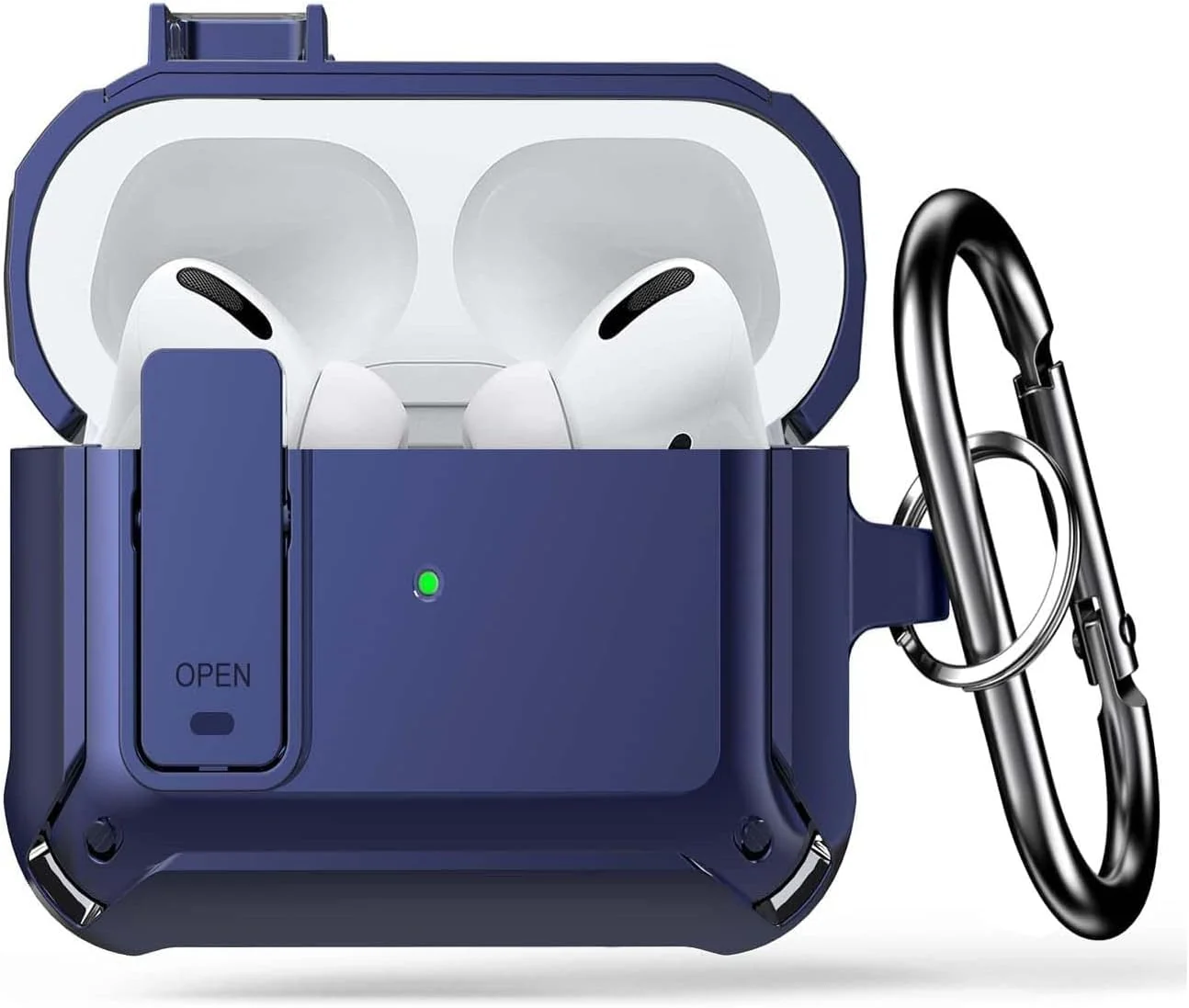 DL3 Mobilak Case Compatible with AirPods 3rd Generation with Lock, Rugged Armor Compatible with AirPods 3 Case with Keychain Shockproof Hard Shell Compatible with AirPods 3 Case - Blue