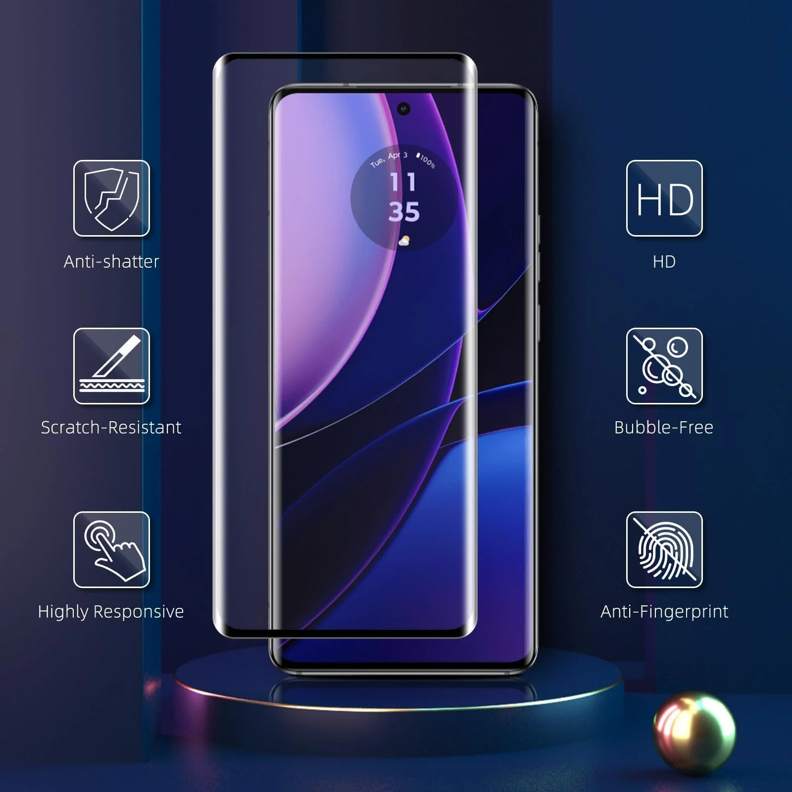 DL3 Mobilak Screen Protector for motorola edge 40, Tempered Glass Screen Saver Premium HD Protective, Scratch Resistant, NO-Bubble, 9H Hardness, Full Coverage Film - Clear