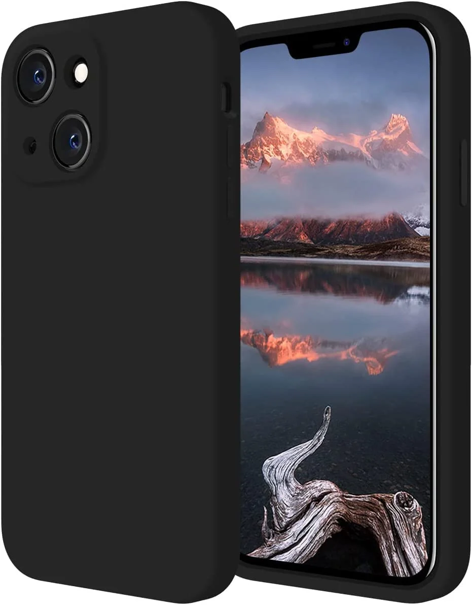 DL3 Mobilak Liquid Silicone Protective Case for iPhone 13 (6.1 Inch) with Camera Protection and Microfiber Lining - Black