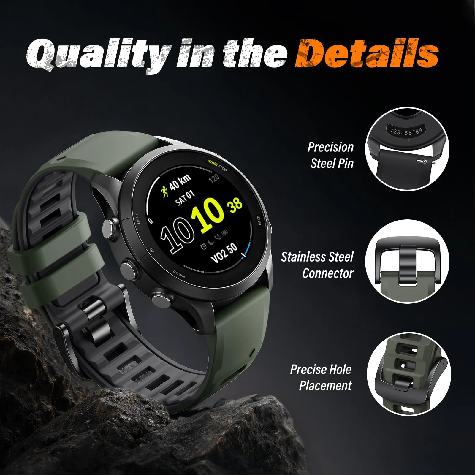 DL3 Mobilak Silicone Sport Band 22MM Strap For Xiaomi Redmi Watch 5 Active/5 Lite/Samsung Galaxy Watch 46mm/Watch 3 45mm/Gear S3/Huawei watch GT5 GT4 GT3 GT2 GT 46MM/GT2E/GT3 Pro/GT 5 Pro/Amazfit GTR4 - Green/dark Gray