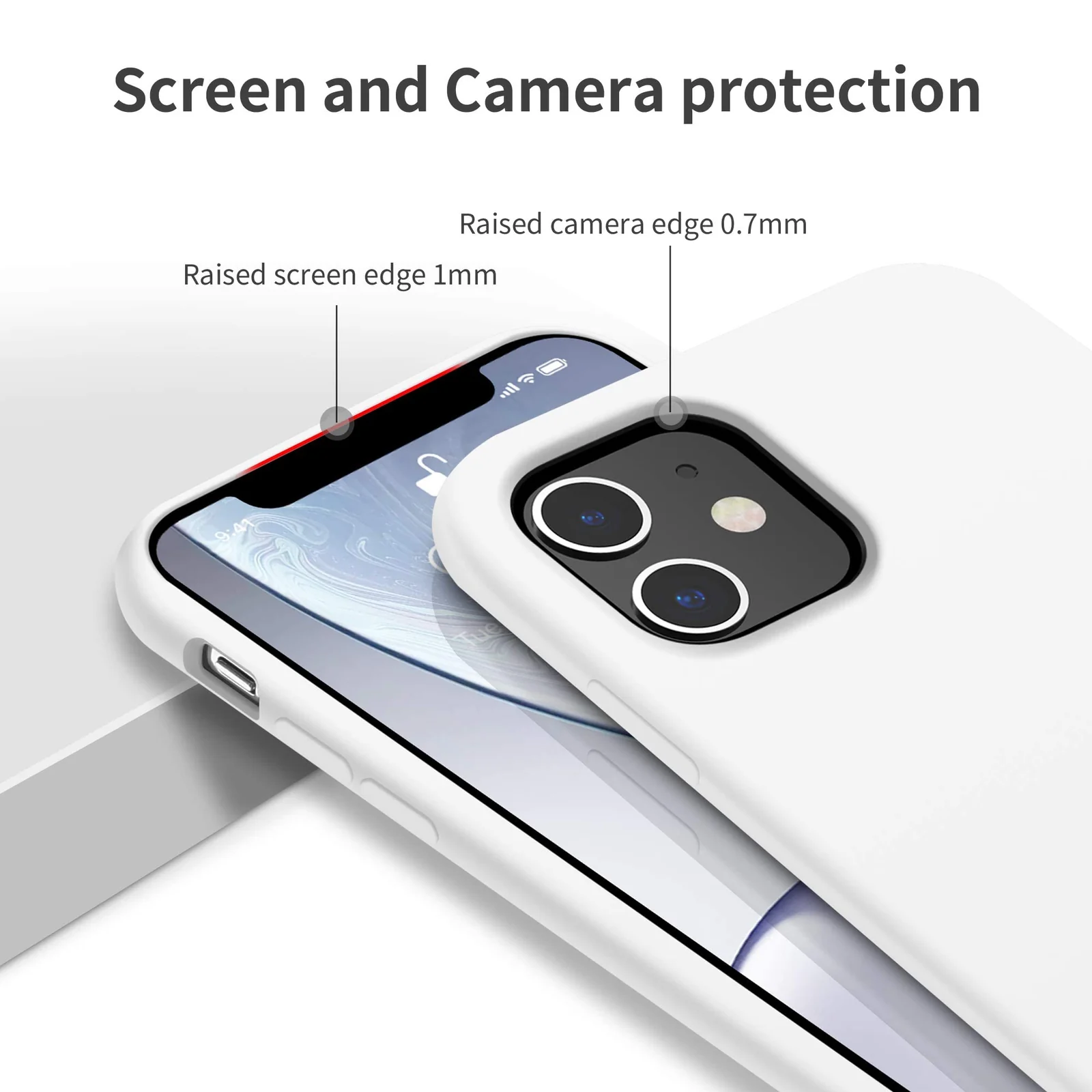 DL3 Mobilak Compatible with iPhone 11 (6.1 Inch) Case, Liquid Silicone Case, Full Body Protective Cover, Shockproof, Slim Phone Case, Anti-Scratch Soft Microfiber Lining - White