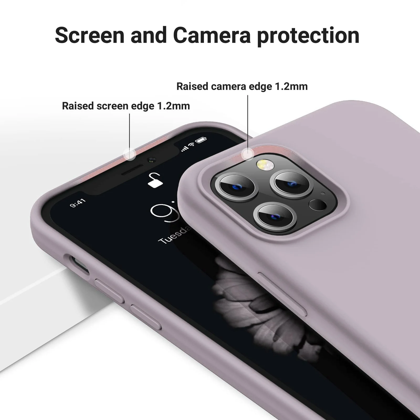 DL3 Mobilak Liquid Silicone Case for iPhone 13 Pro Max (6.7 Inch), Shock-absorbing protection, Scratch-resistant surface, Soft microfiber lining - Lavender Pink