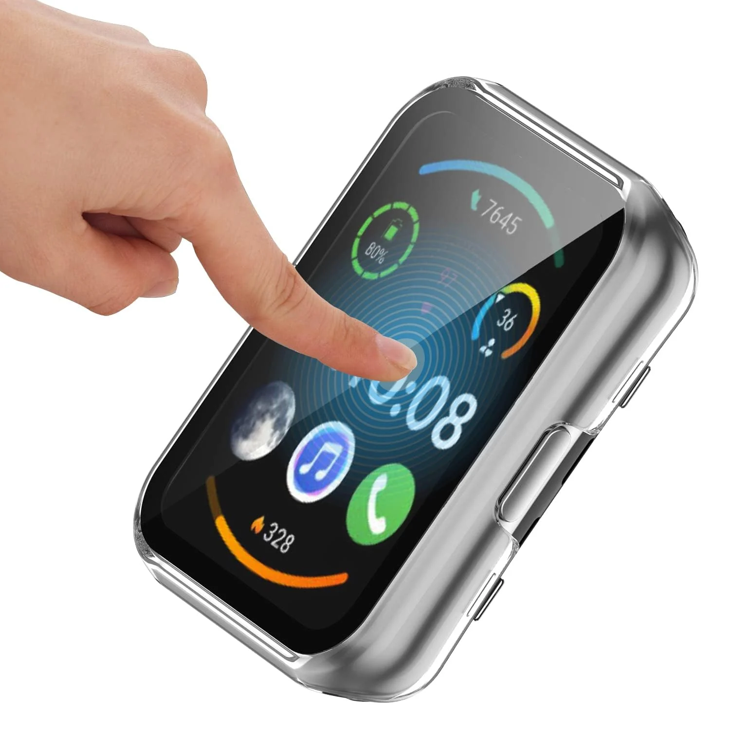 DL3 Mobilak Protective Case Compatible with Huawei Watch Fit 2 9H Hardness PC Case Bumper Full Slim Protective Cover with Tempered Glass For Huawei Watch Fit2 - Clear
