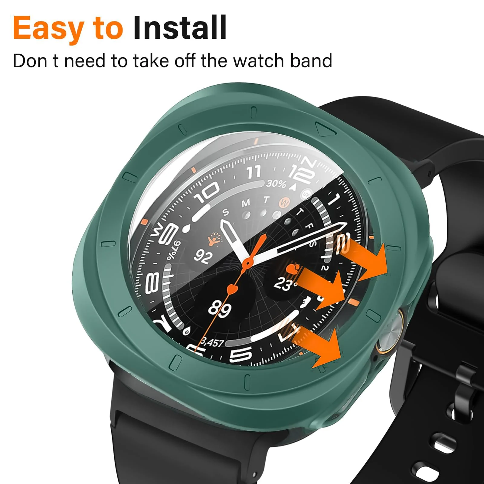 DL3 MOBILAK Full-Coverage Watch Case with Tempered Glass for Samsung Galaxy Watch Ultra 2025 / Galaxy Watch 7 Ultra 2024 47 mm, Green