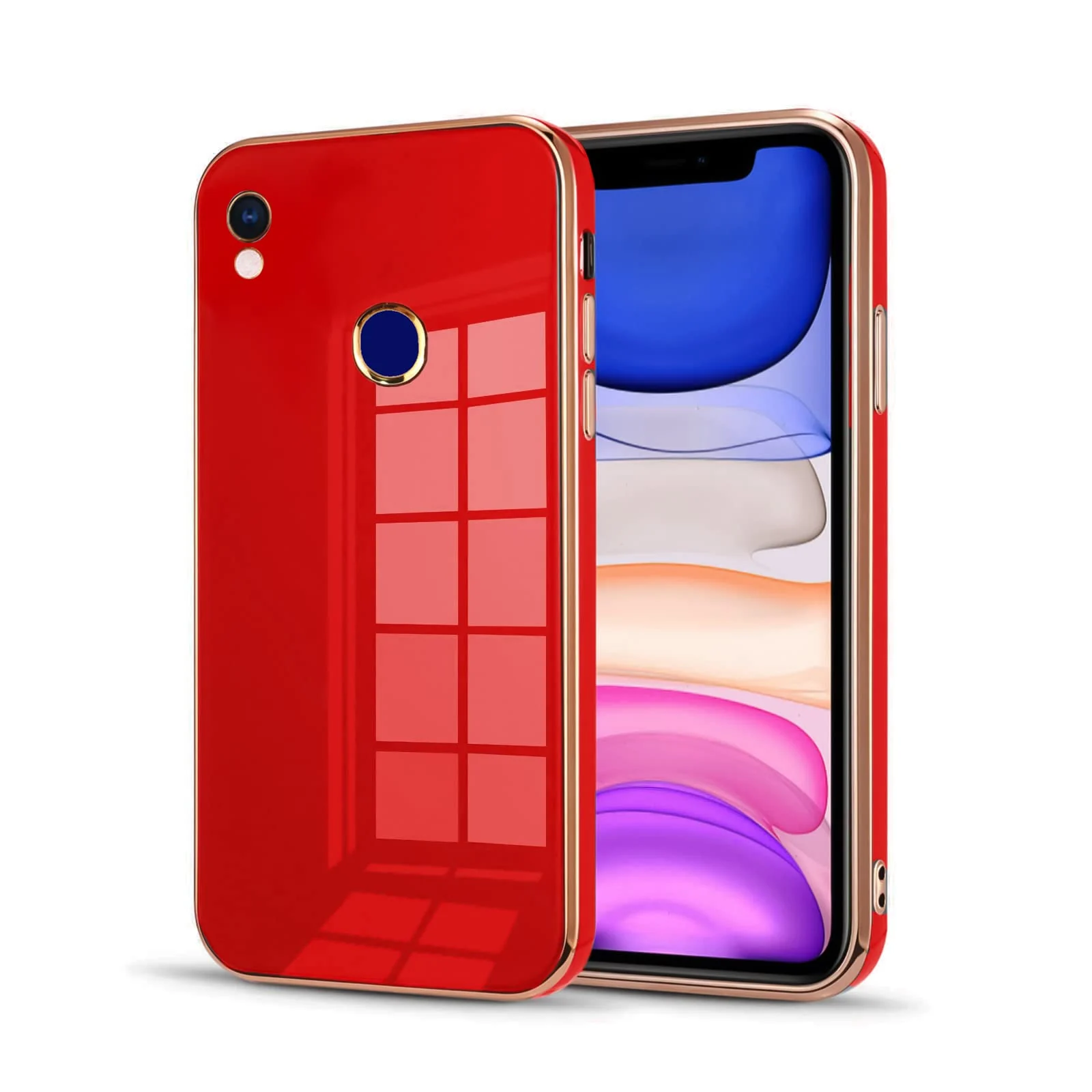 DL3 Mobilak Cute Compatible with Infinix X559 Case, Luxury Electroplated Edge Soft TPU Bumper, Full Body Camera Protection Shockproof Anti-Fall Heavy Duty Protective Phone Case - Red