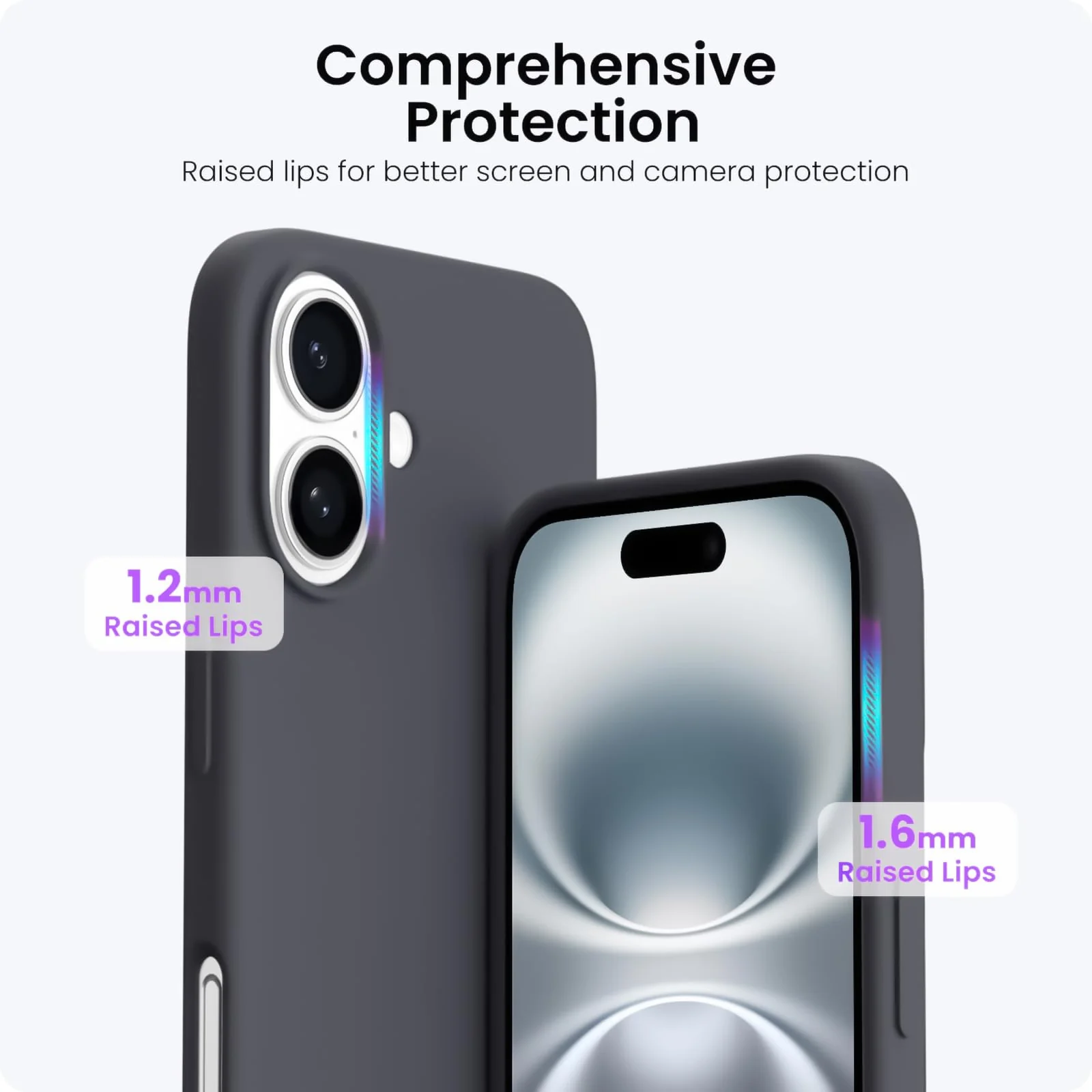 DL3 Mobilak Liquid Silicone Protective Case with Soft Microfiber Lining for iPhone 16 - Dark Gray