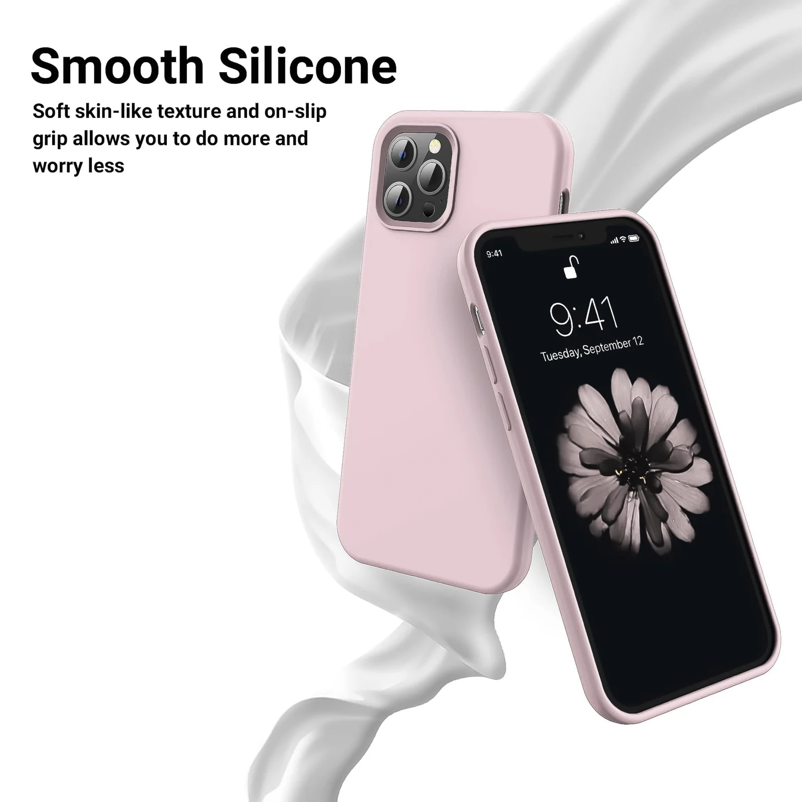DL3 Mobilak Liquid Silicone Protective Case for iPhone 13 Pro Max (6.7 Inch) with Camera Protection and Microfiber Lining - Pink Sand 2
